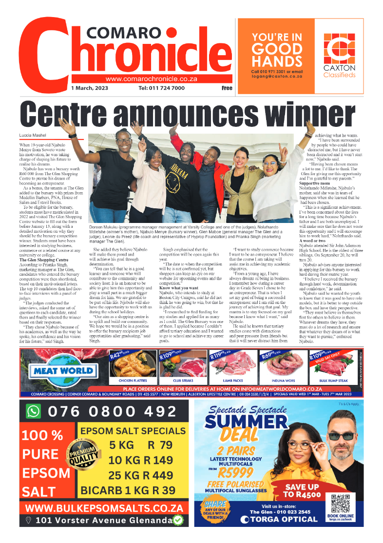 Comaro Chronicle 1 March 2023 page 1