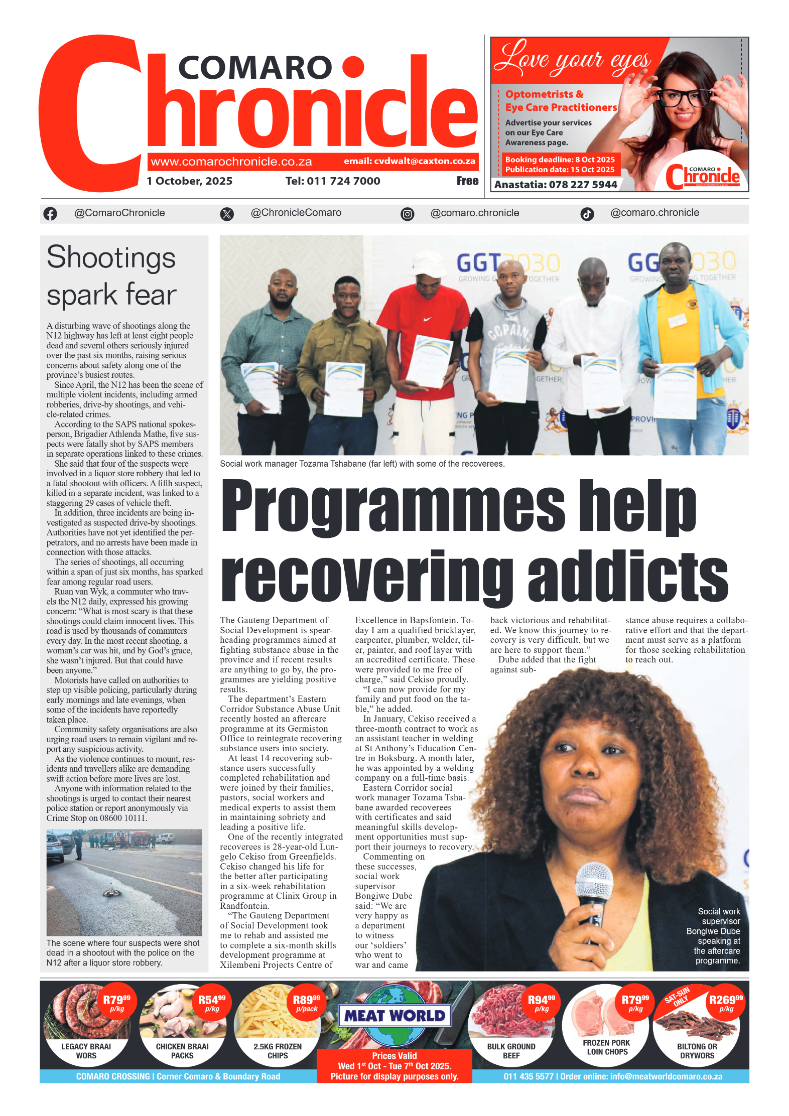 Comaro Chronicle 1 October 2025 page 1