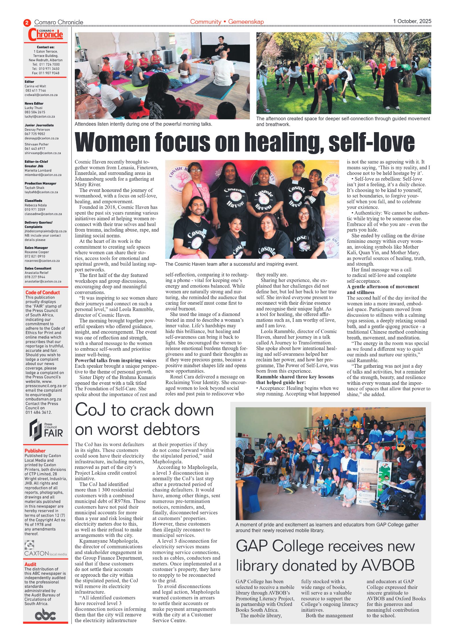 Comaro Chronicle 1 October 2025 page 2