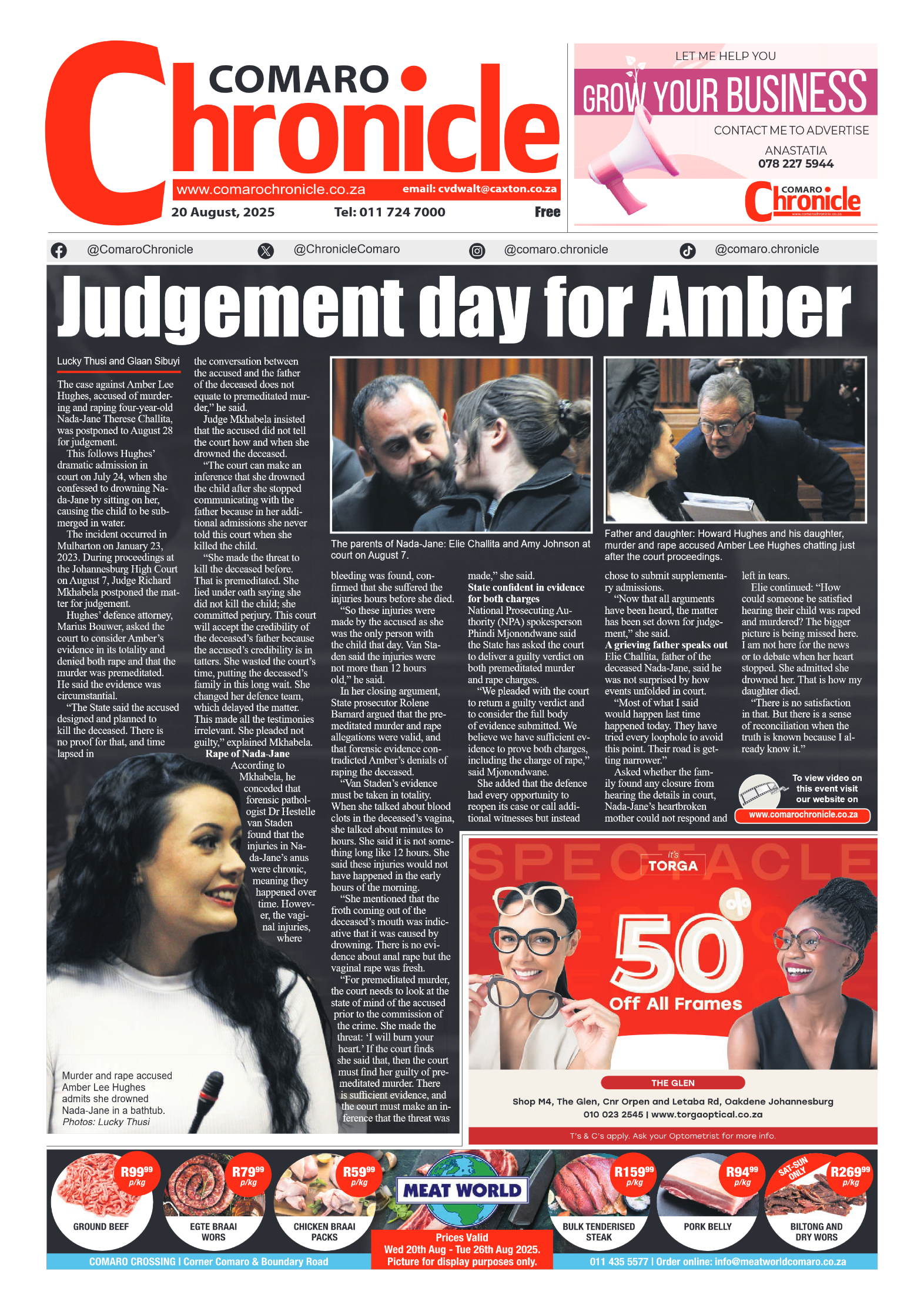 Comaro Chronicle 20 August 2025 page 1