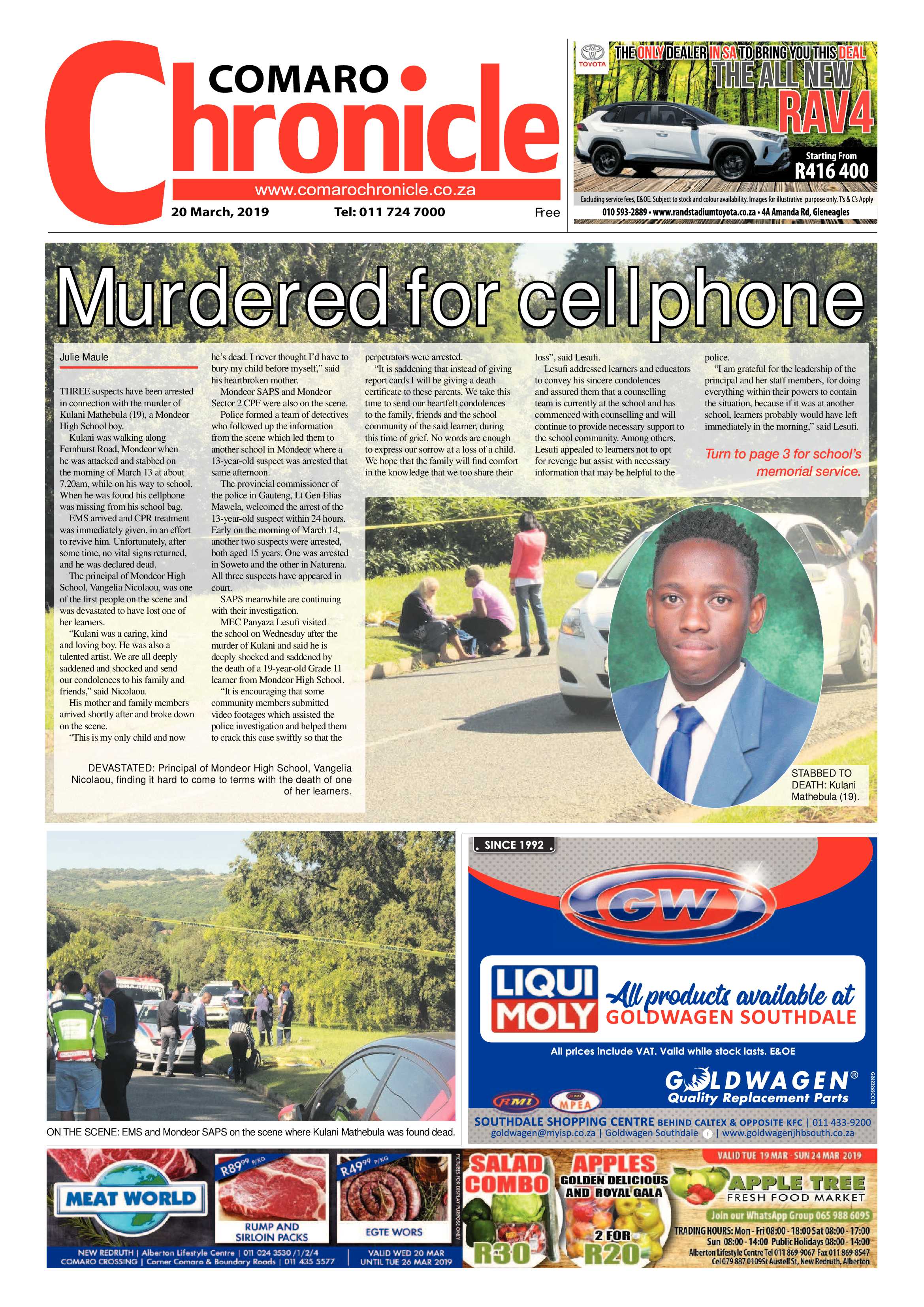 Comaro Chronicle 20 March 2019 page 1