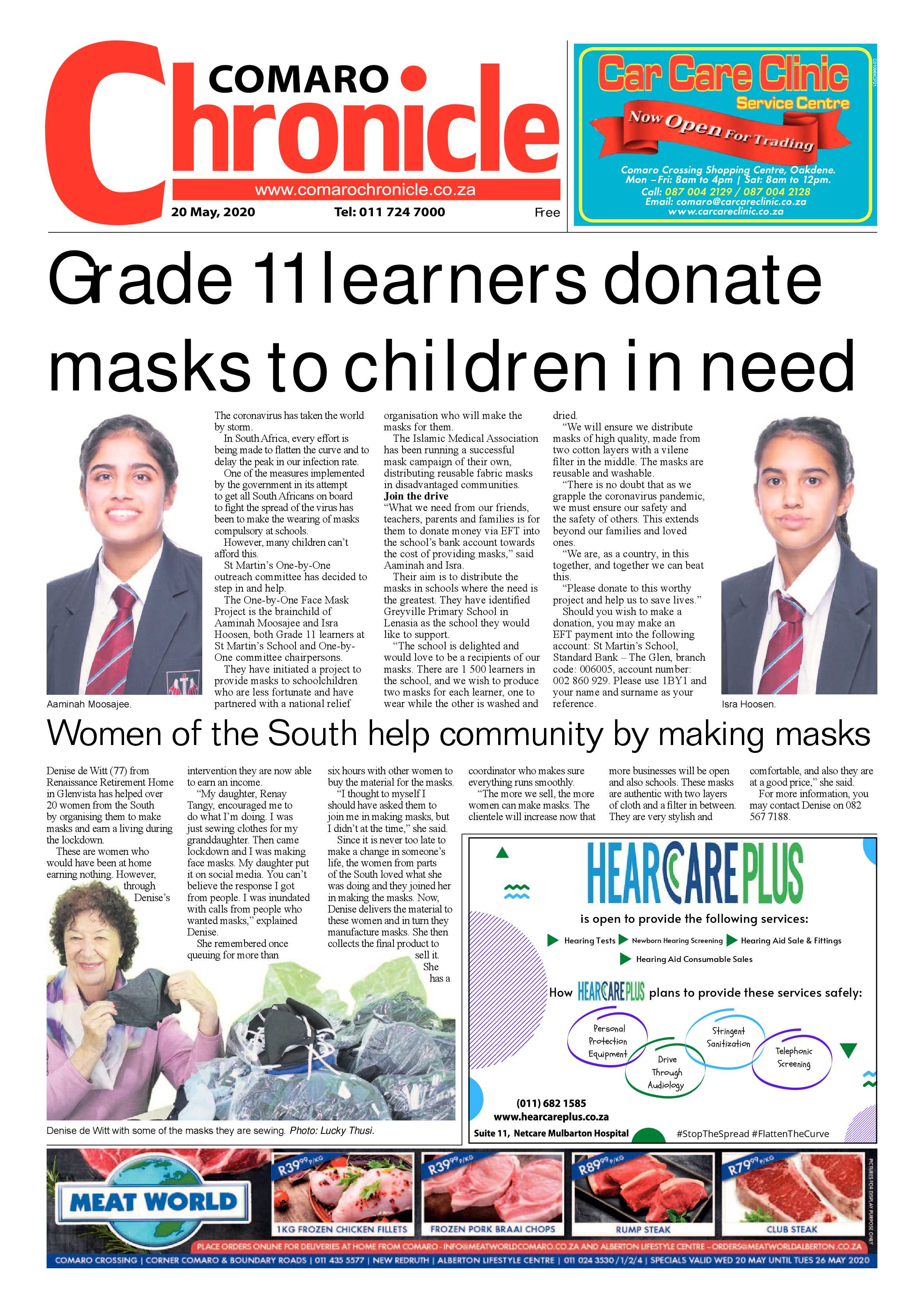 Comaro Chronicle 20 May 2020 page 1