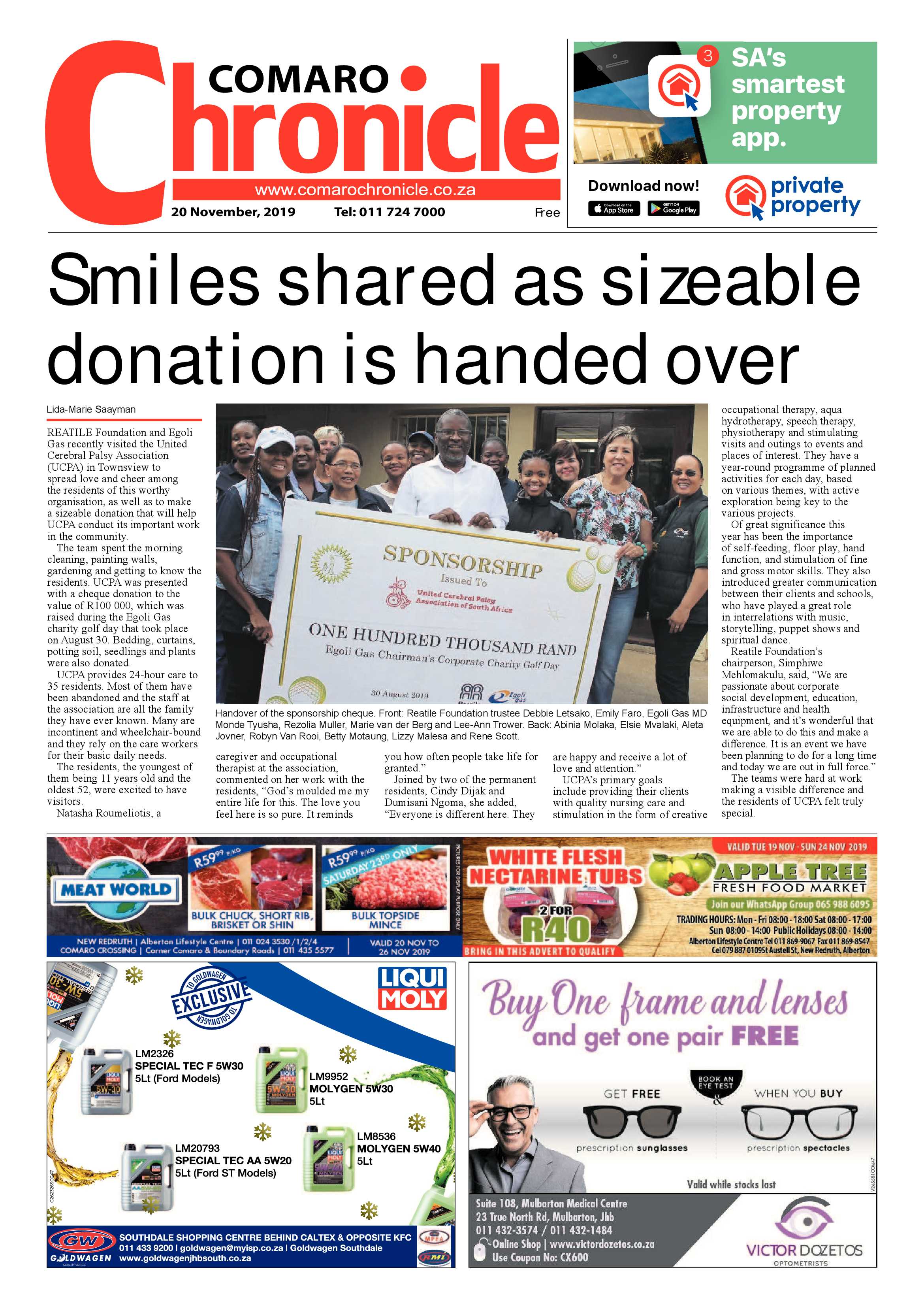 Comaro Chronicle 20 November 2019 page 1
