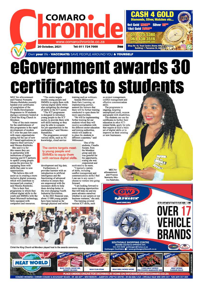 Comaro Chronicle 20 October 2021 page 1