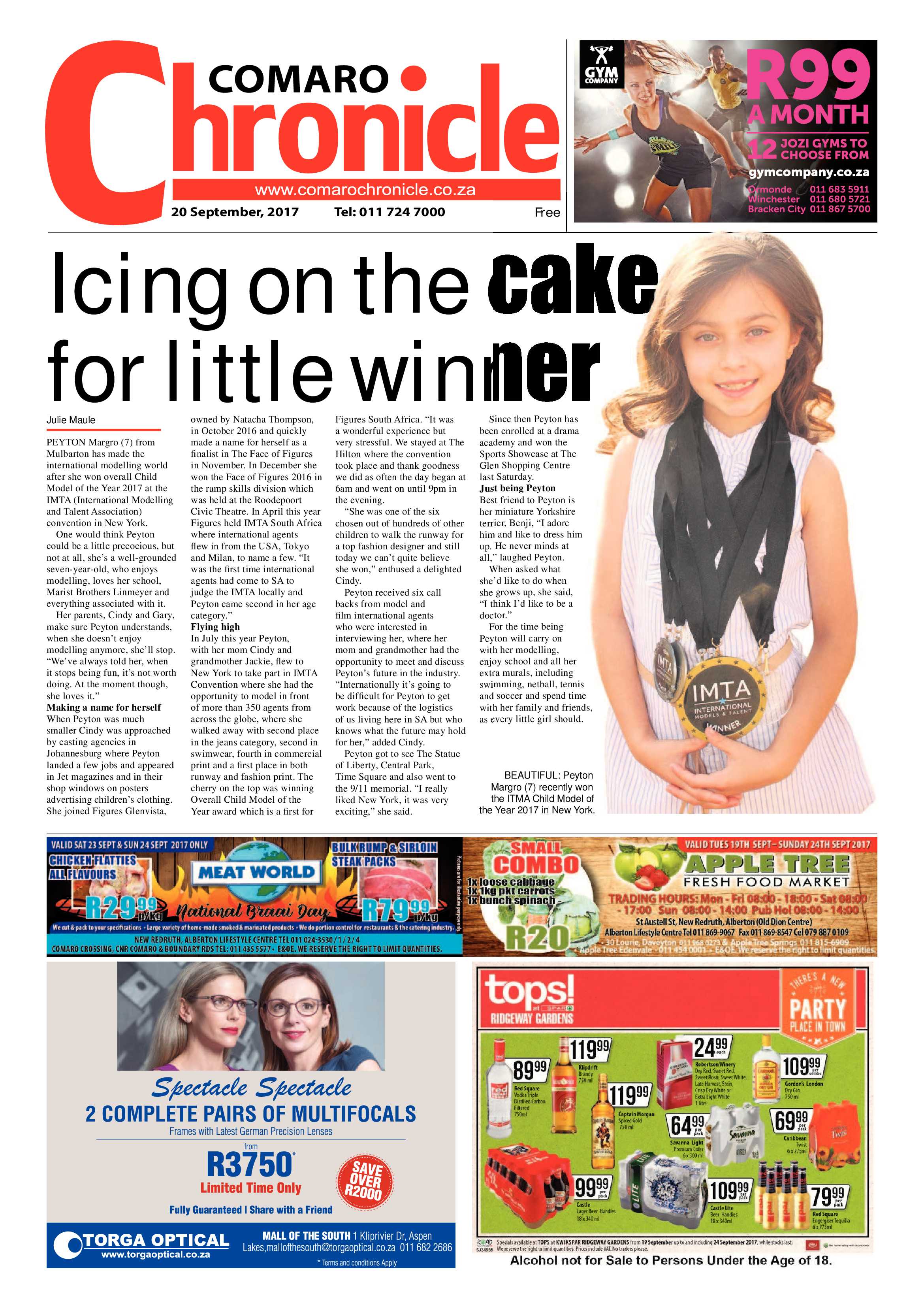 Comaro Chronicle 20 September 2017 page 1