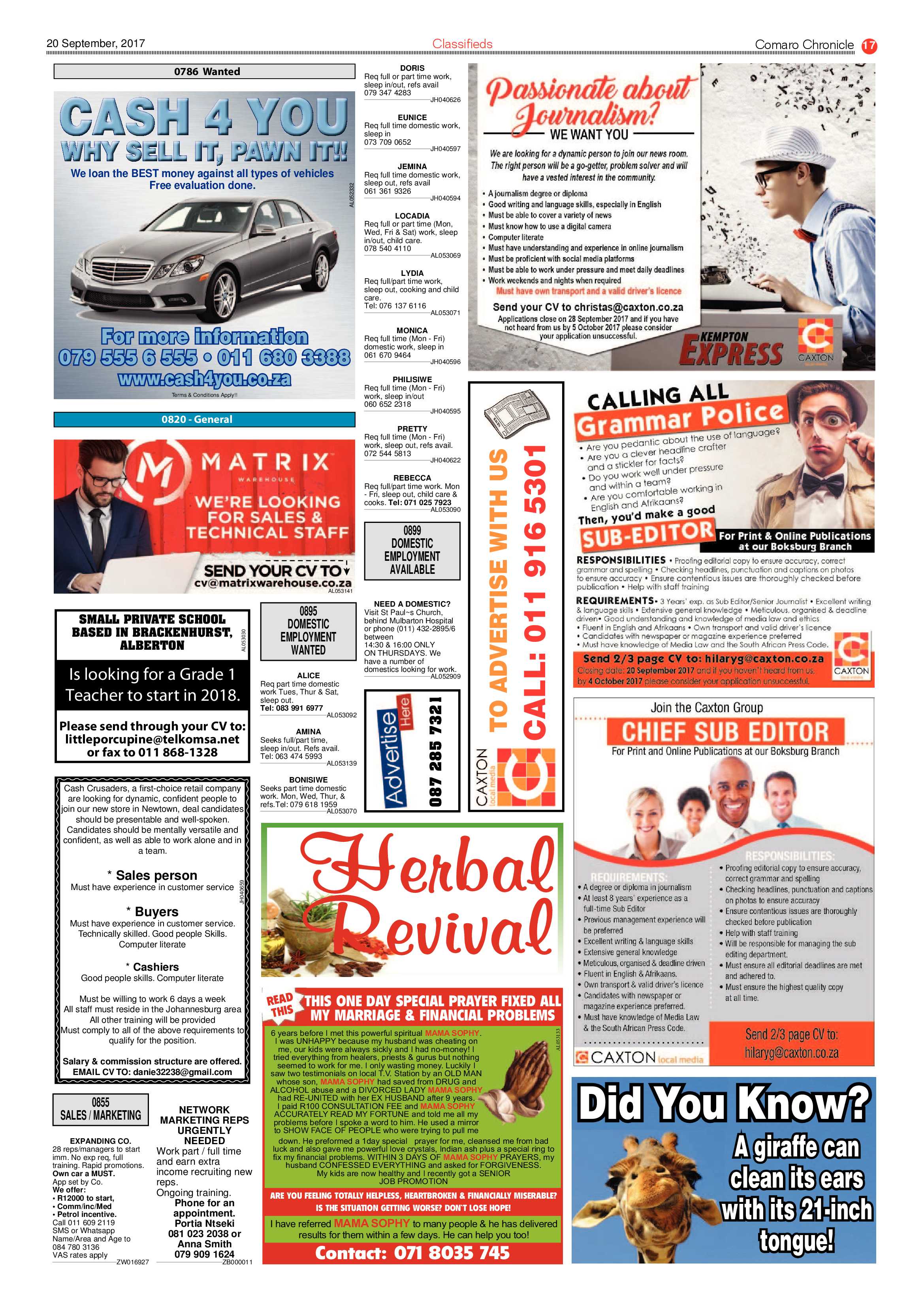 Comaro Chronicle 20 September 2017 page 17