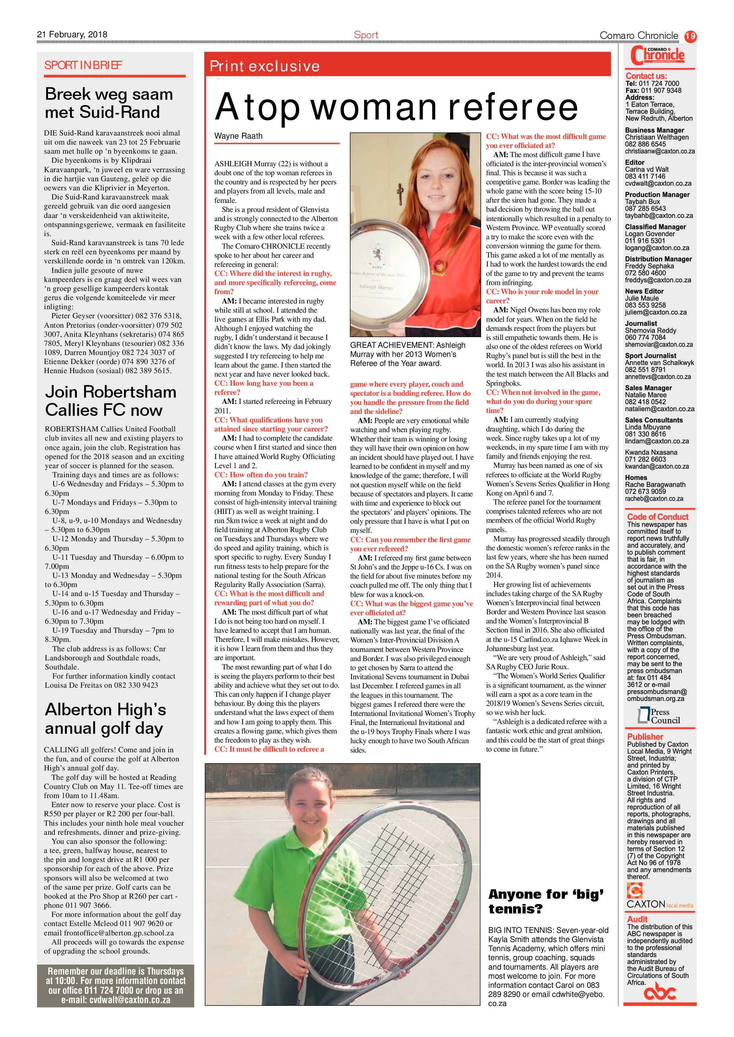Comaro Chronicle 21 February 2018 page 19