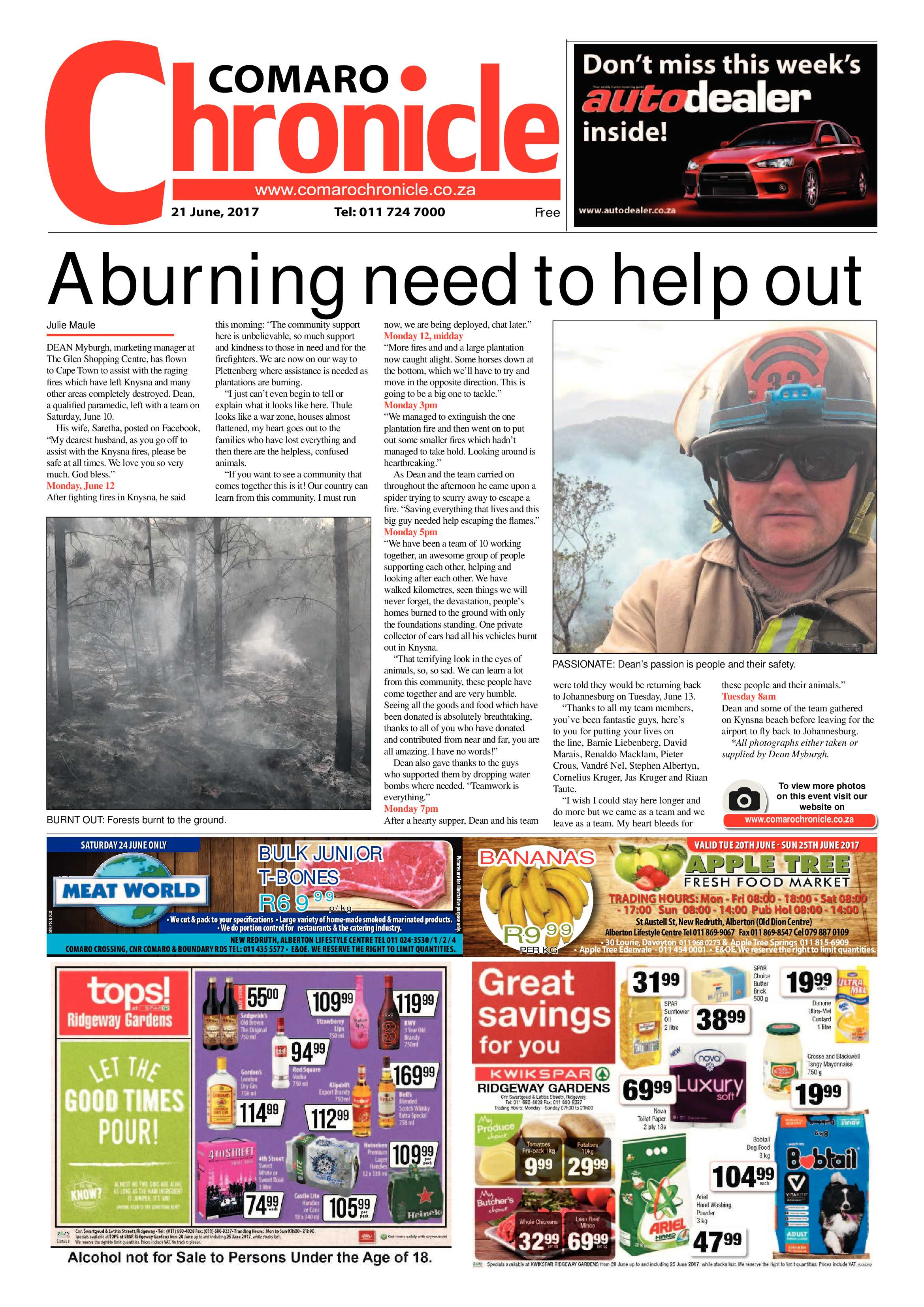 Comaro Chronicle 21 June 2017 page 1