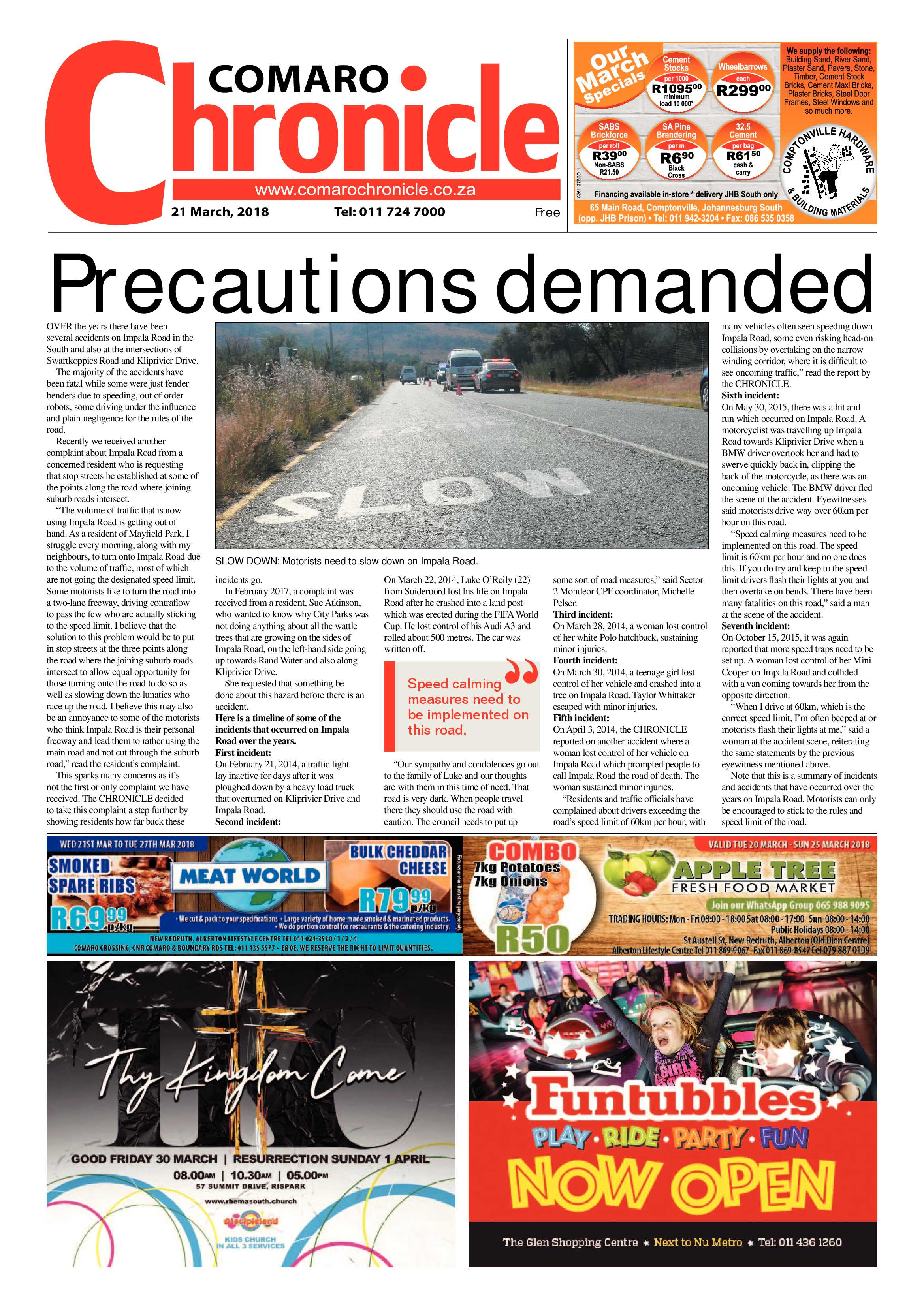 Comaro Chronicle 21 March 2018 page 1