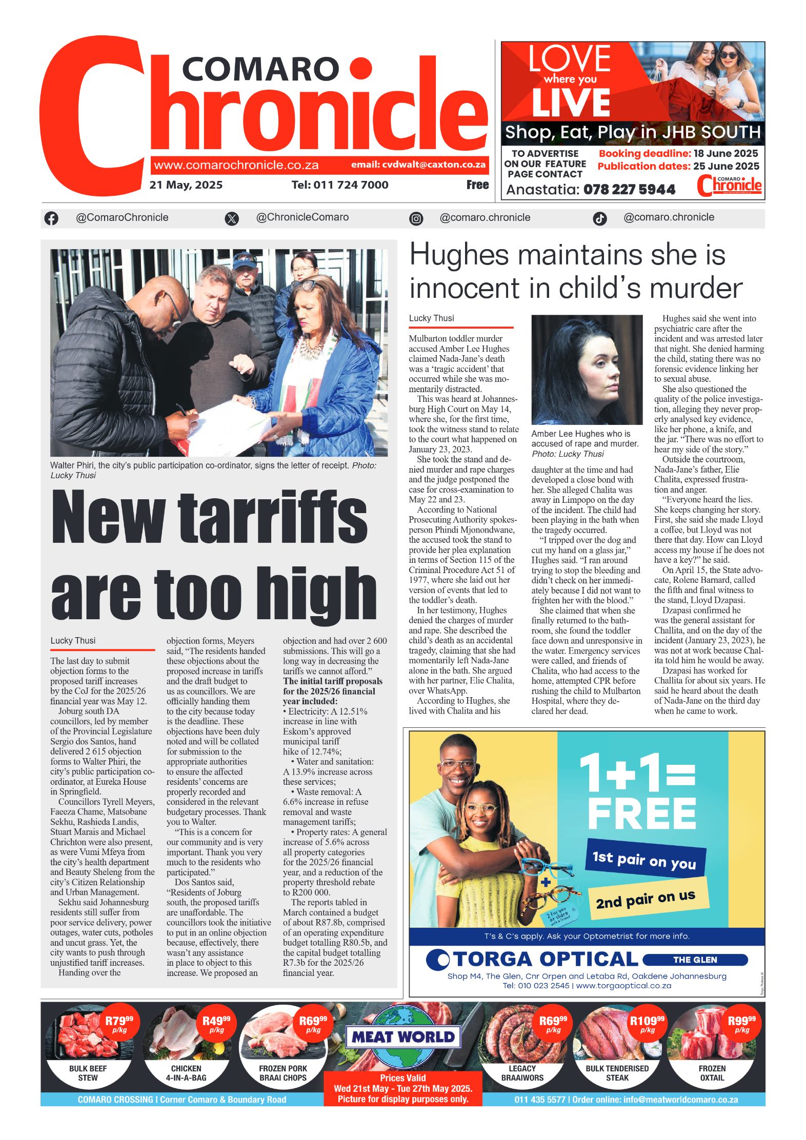 Comaro Chronicle 21 May 2025 page 1