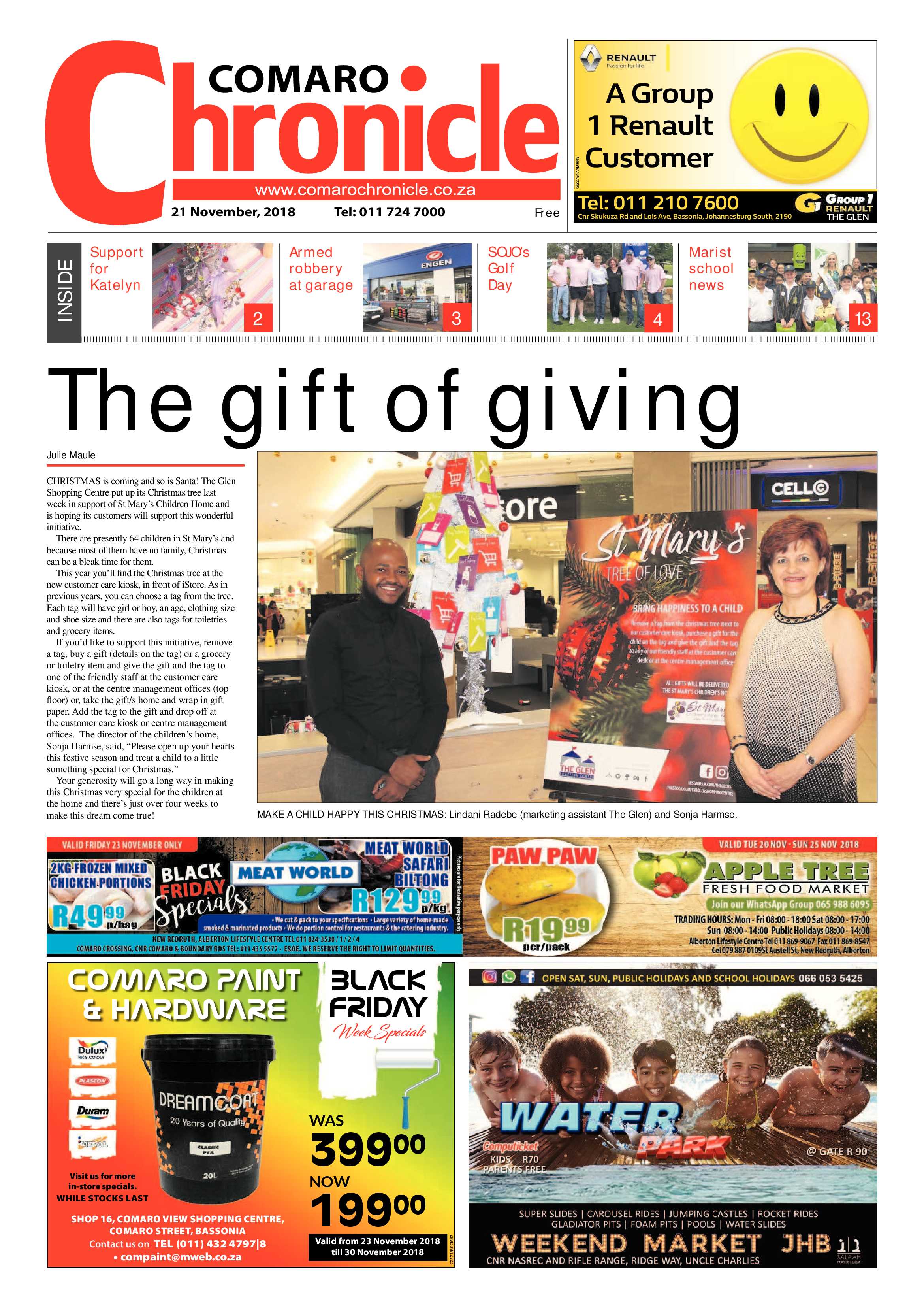 Comaro Chronicle 21 November 2018 page 1
