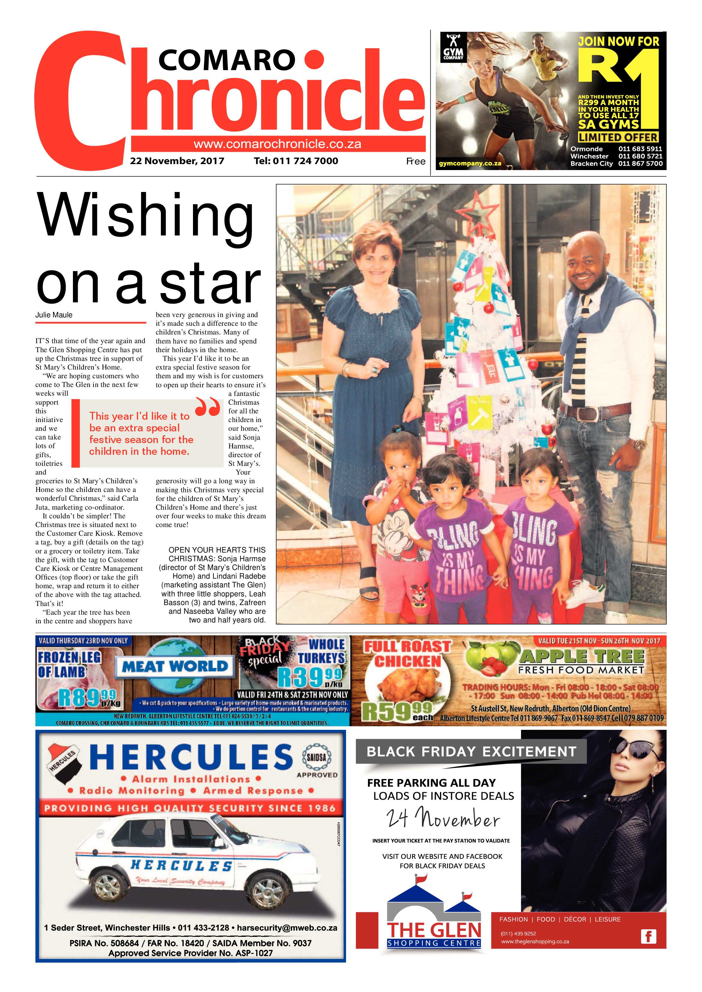Comaro Chronicle 22 November 2017 page 1