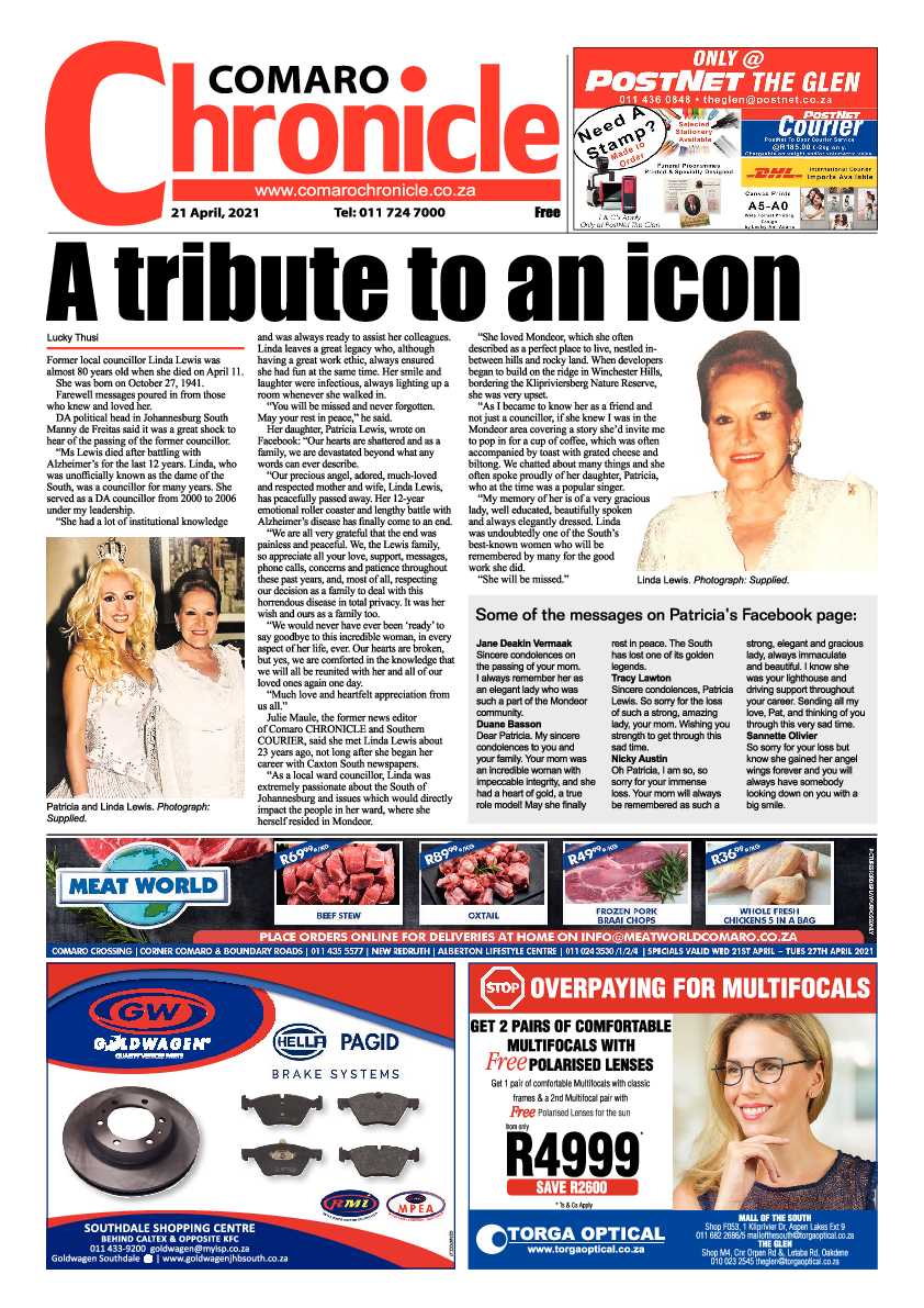 Comaro Chronicle 23 April 2021 page 1