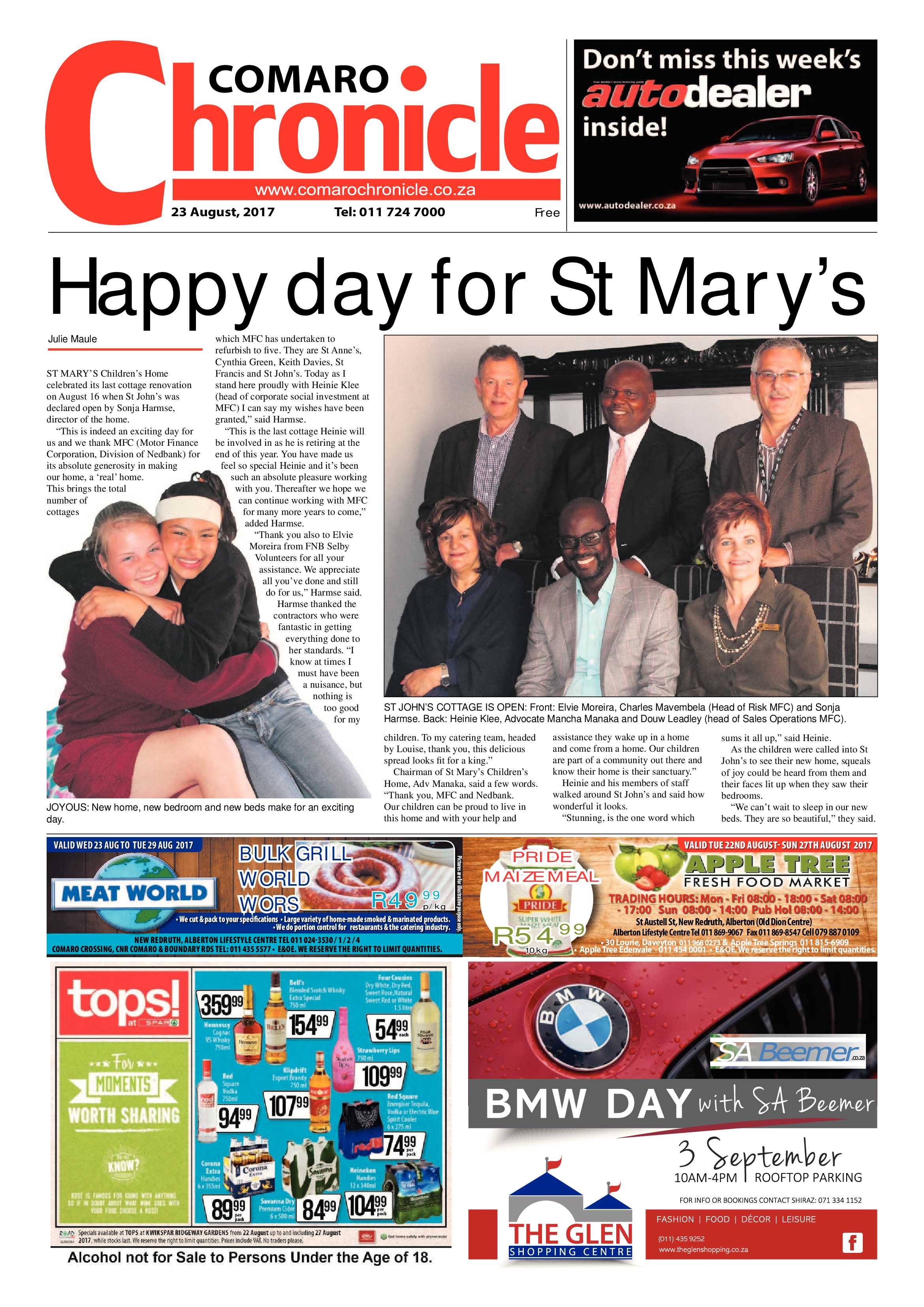 Comaro Chronicle 23 August 2017 page 1
