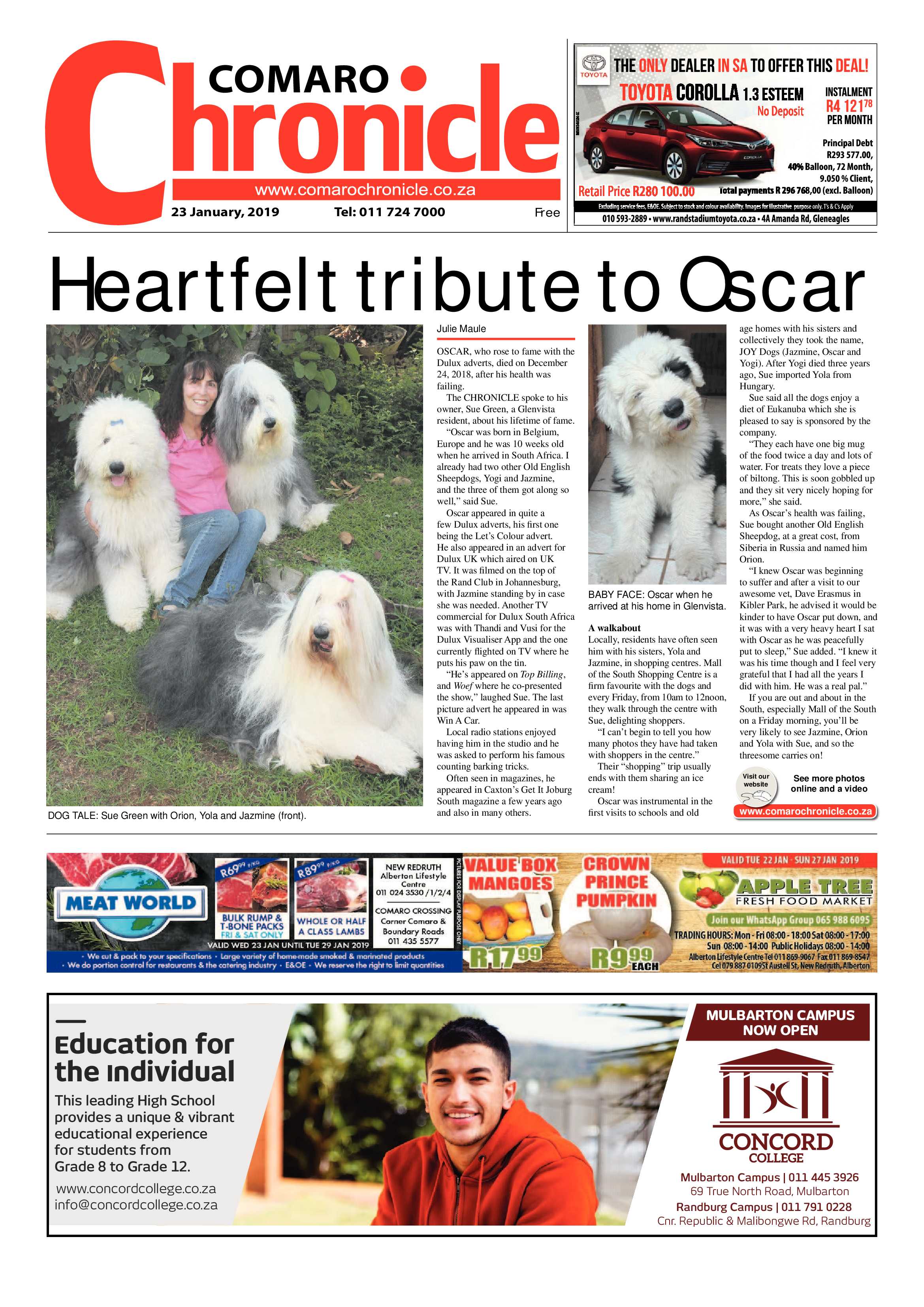Comaro Chronicle 23 January 2019 page 1