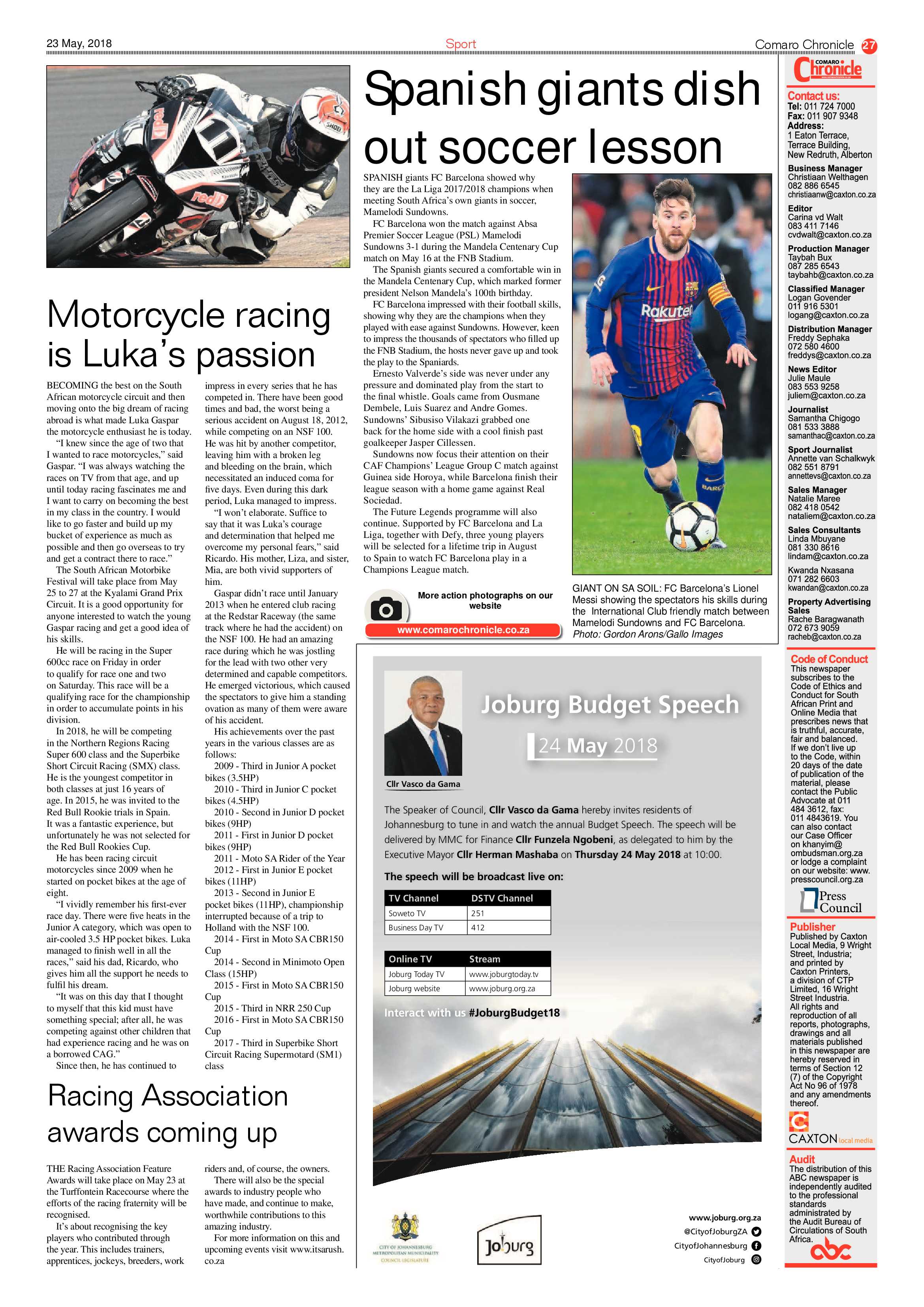 Comaro Chronicle 23 May 2018 page 29