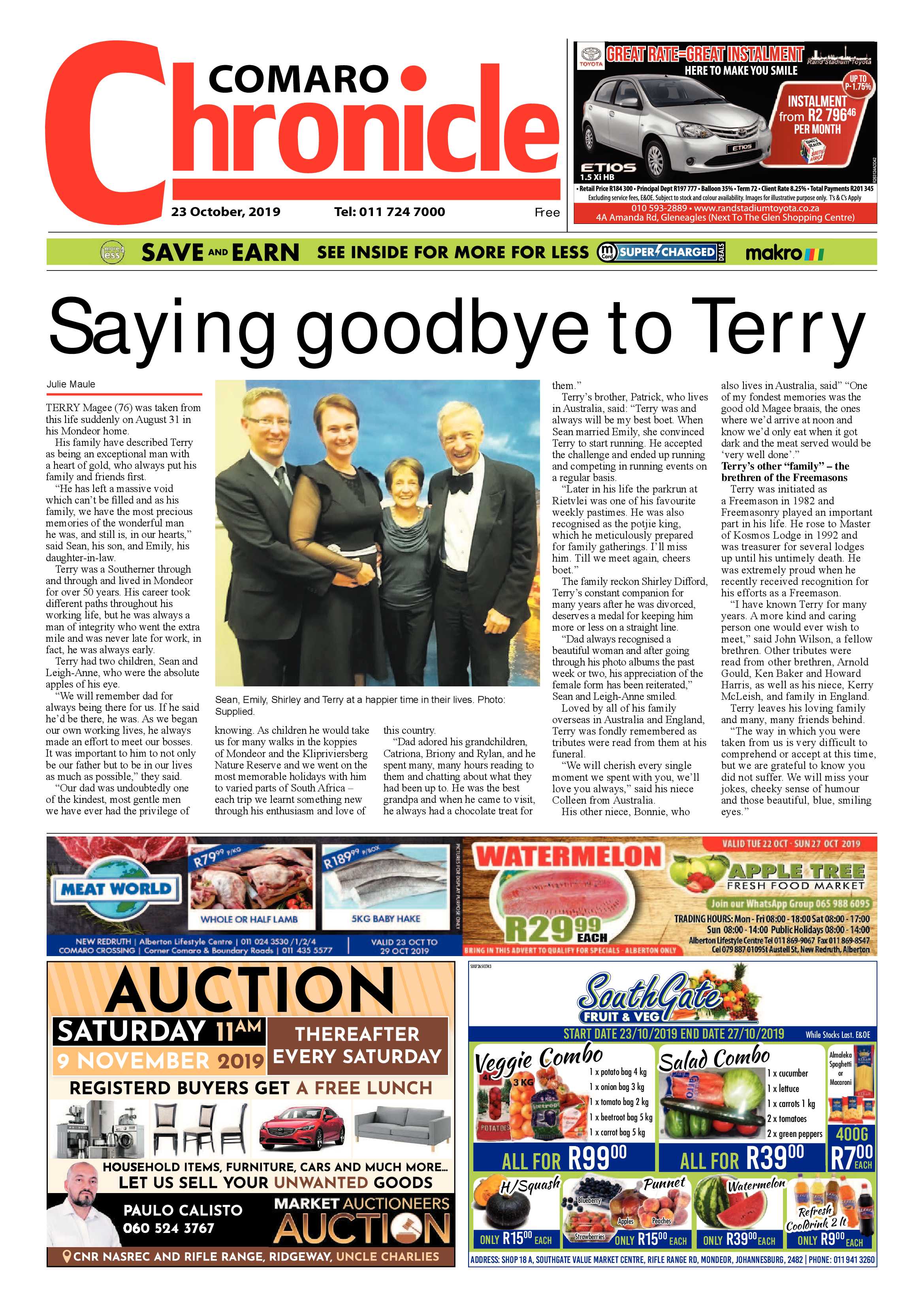 Comaro Chronicle 23 October 2019 page 1