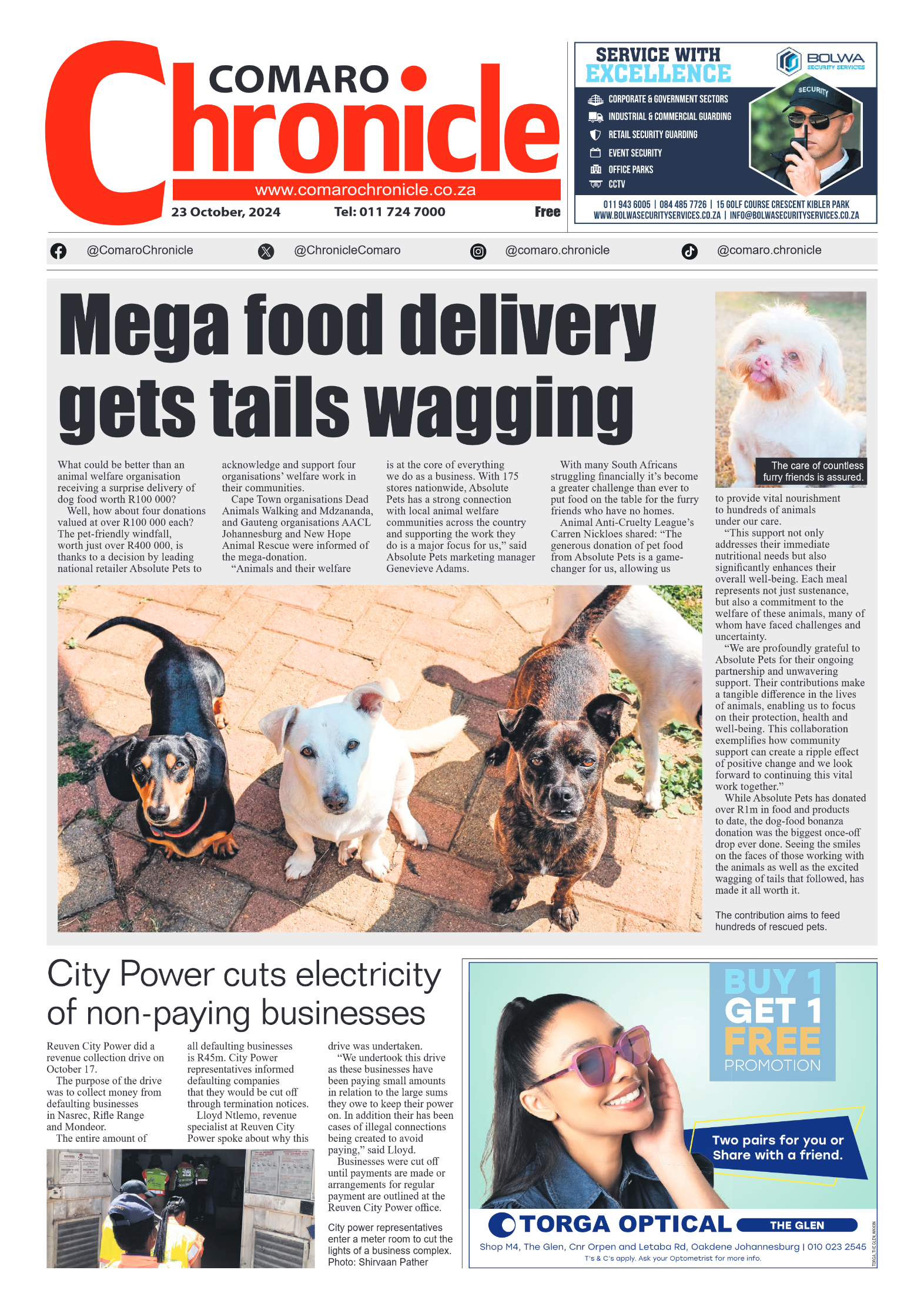 Comaro Chronicle 23 October 2024 page 1