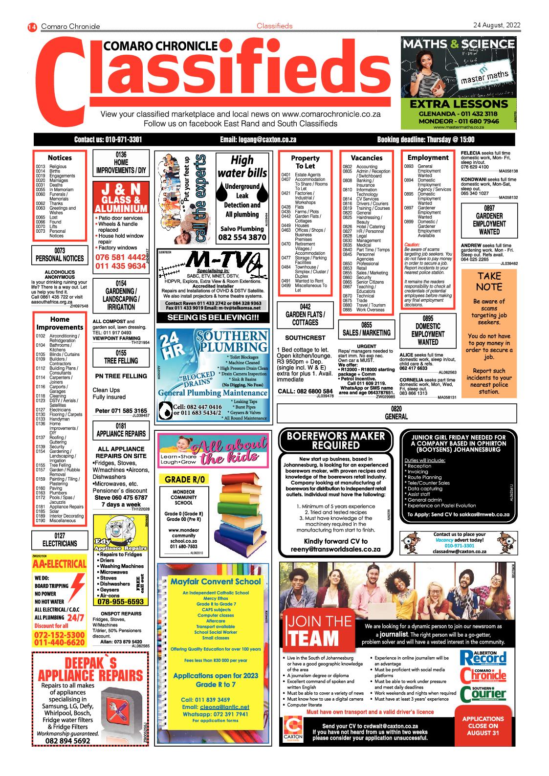 Comaro Chronicle 24 August 2022 page 16