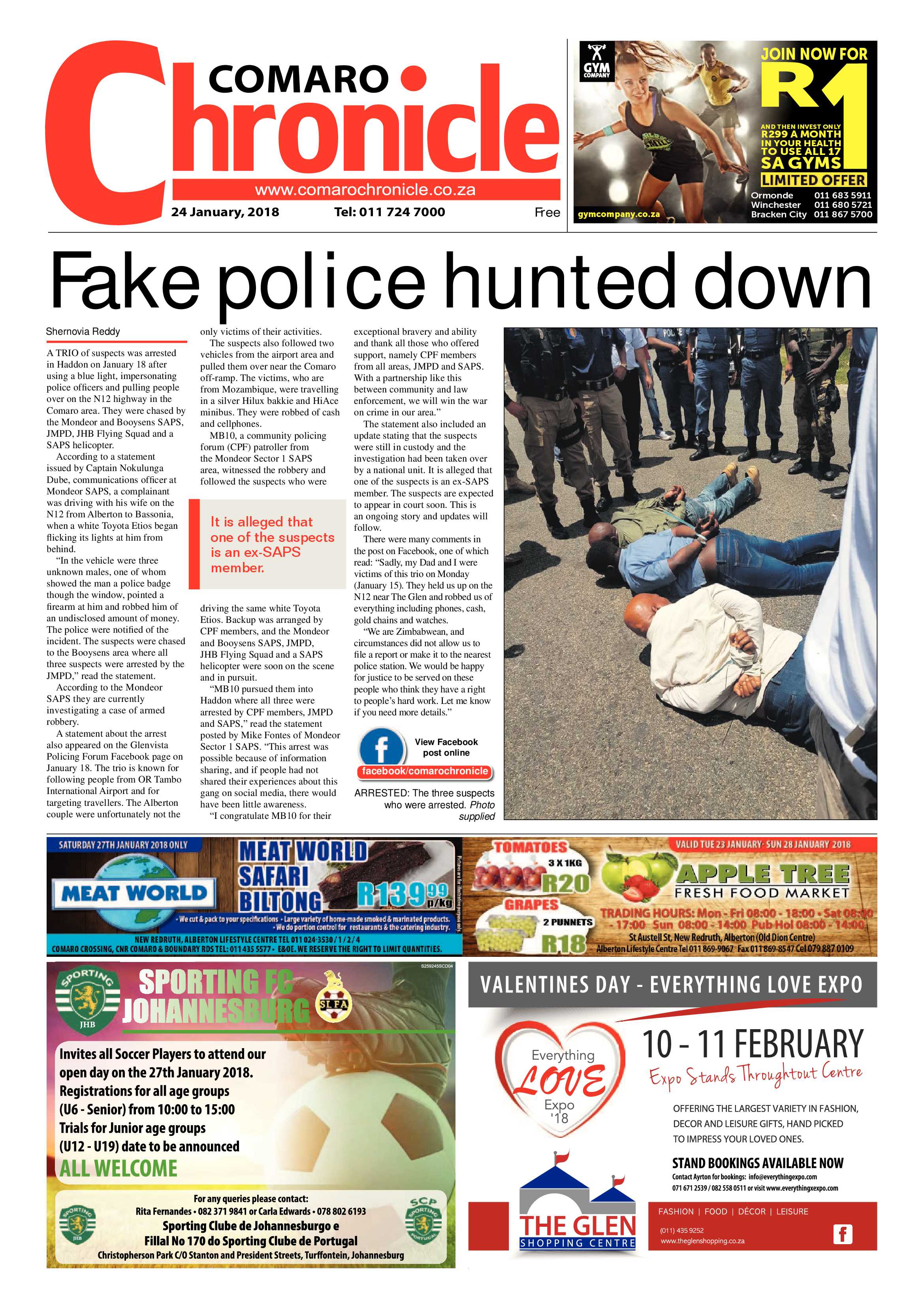 Comaro Chronicle 24 January 2018 page 1