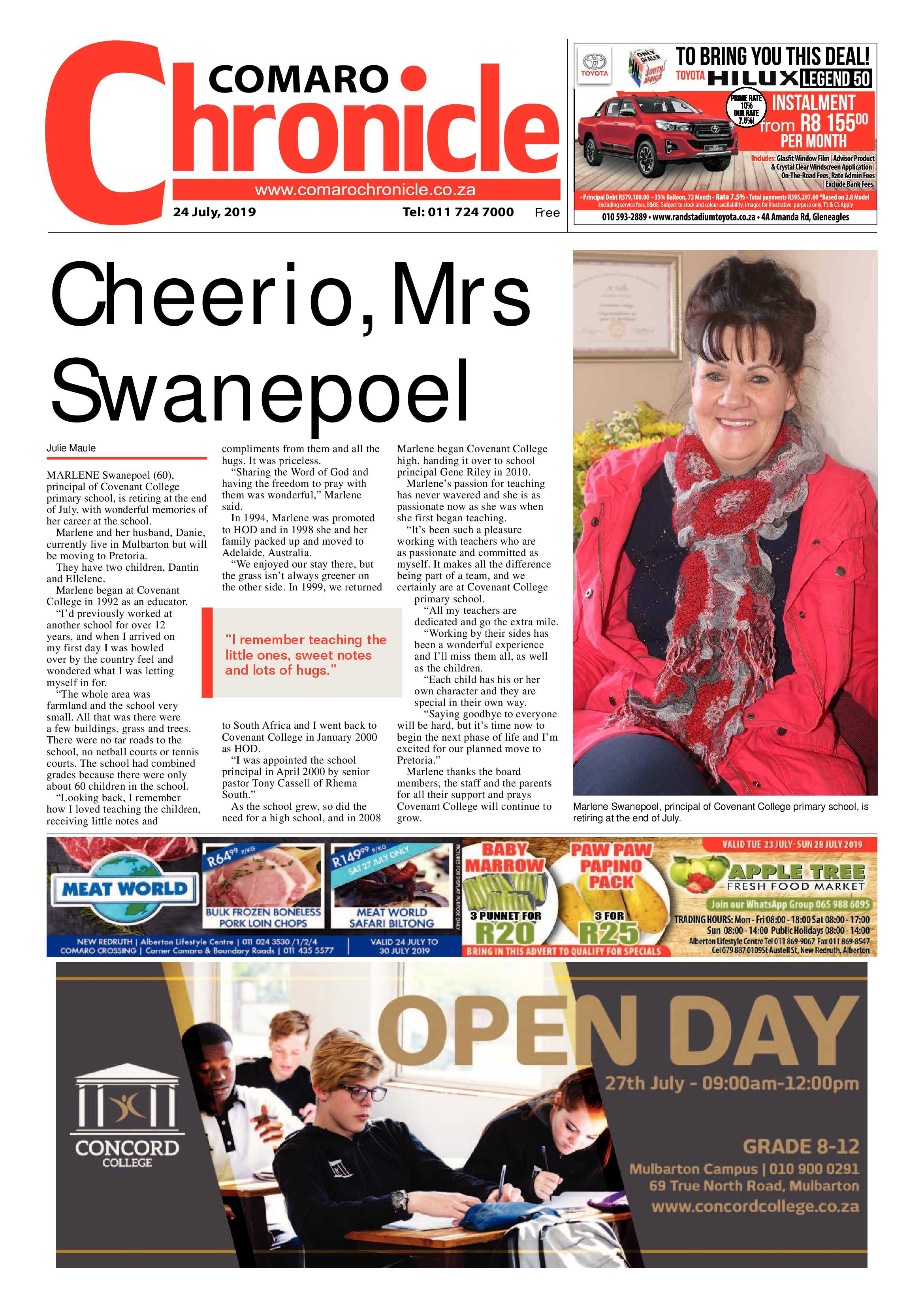 Comaro Chronicle 24 July 2019 page 1