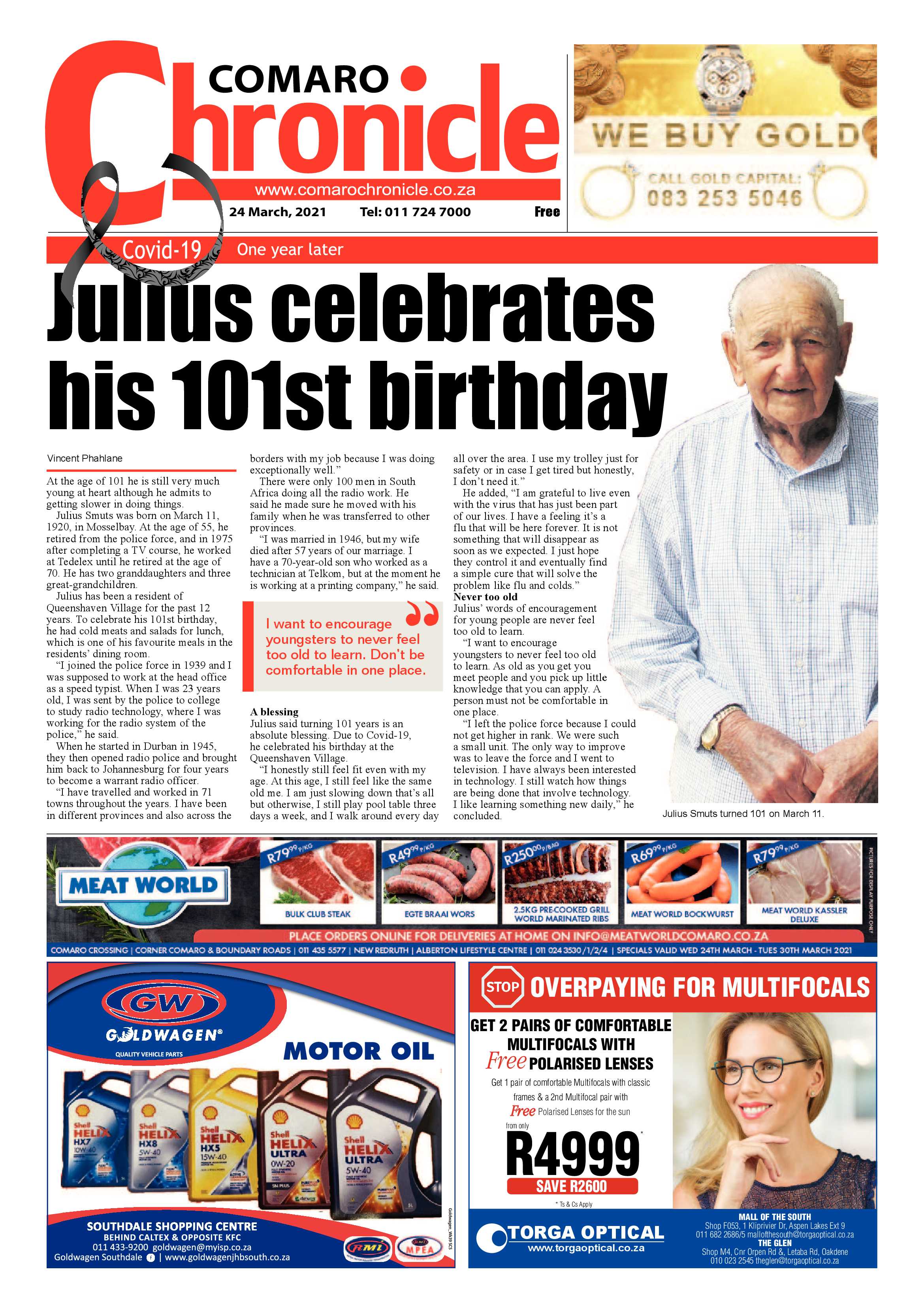 Comaro Chronicle 24 March 2021 page 1