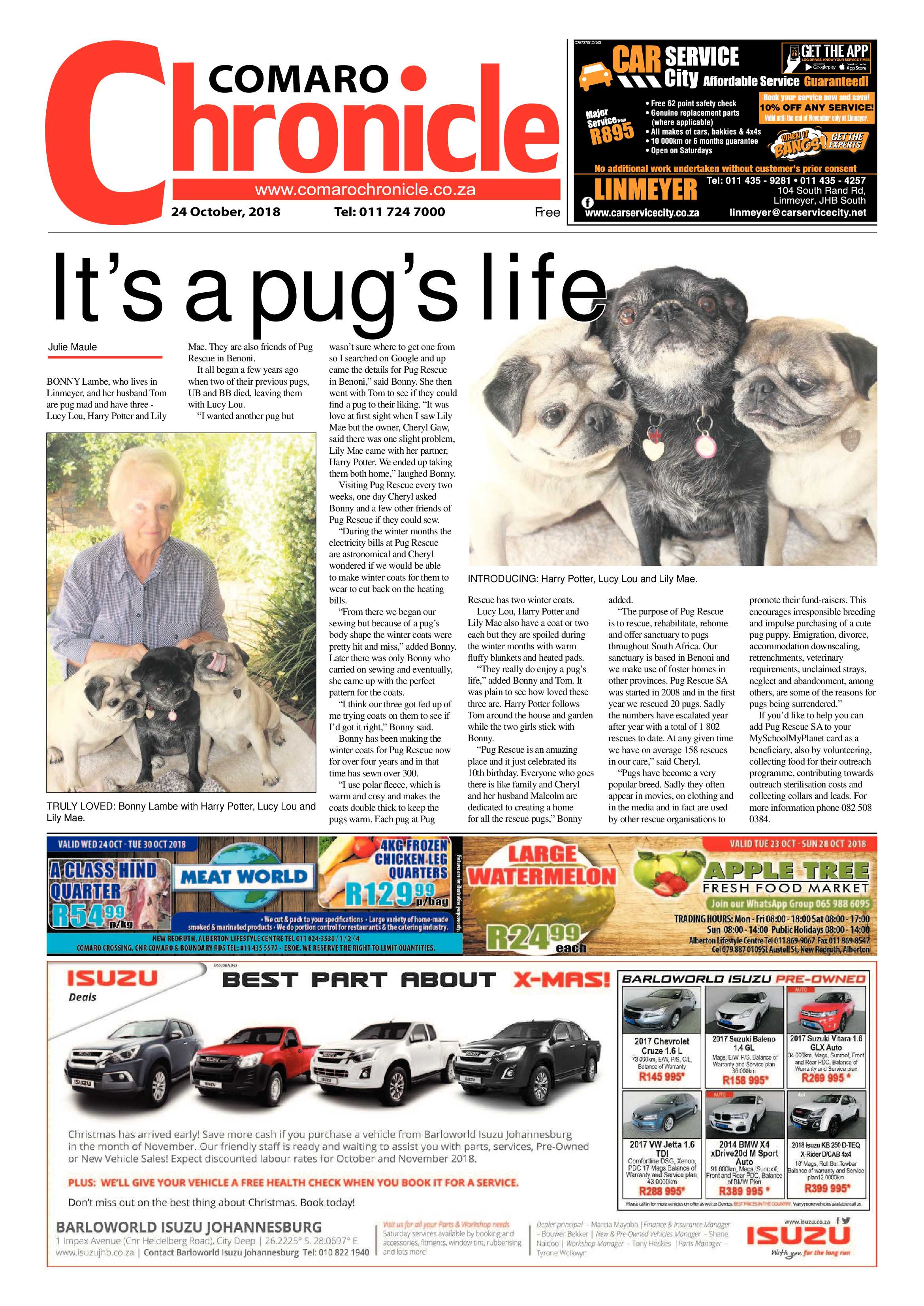 Comaro Chronicle 24 October 2018 page 1