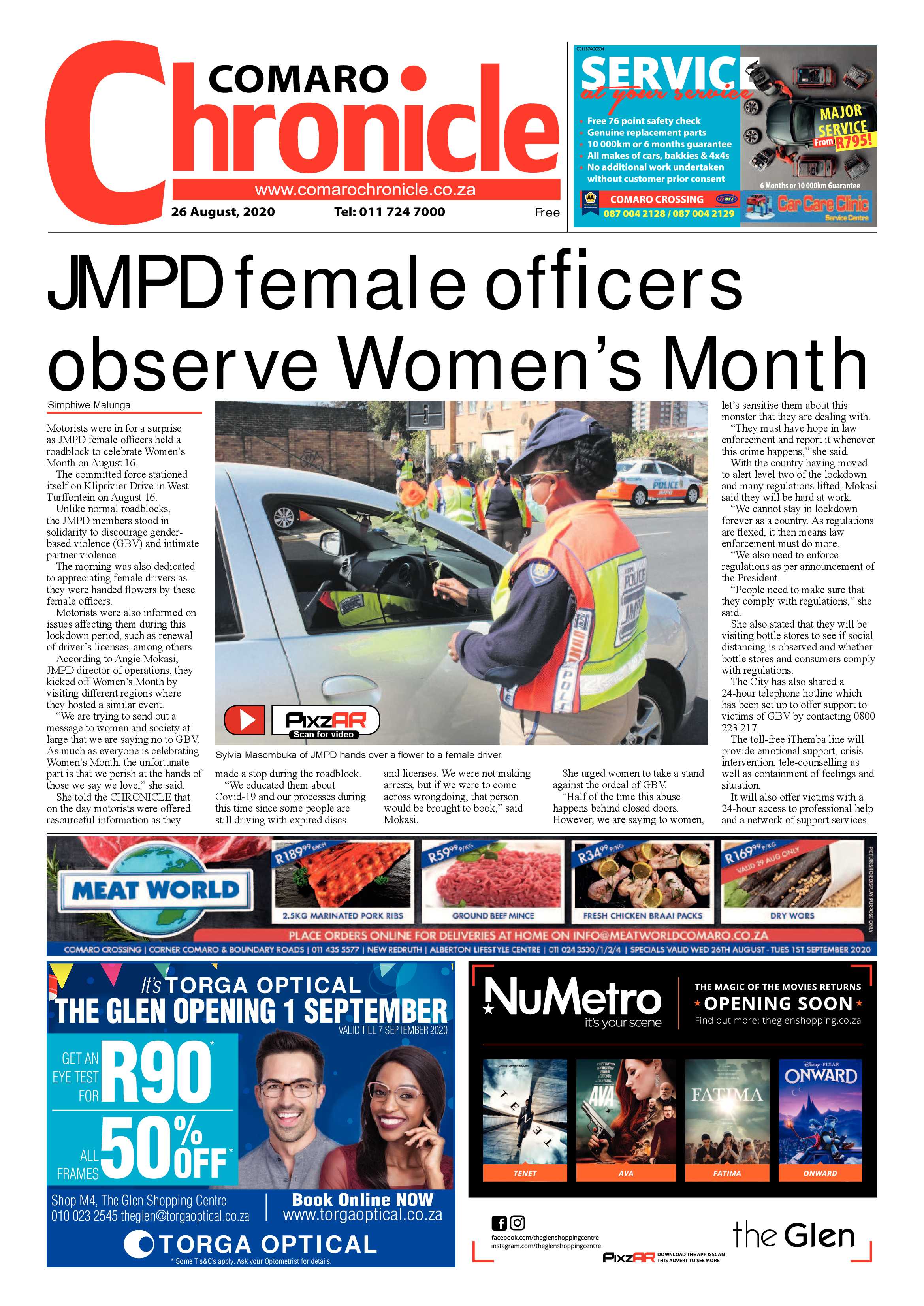 Comaro Chronicle 25 August 2020 page 1