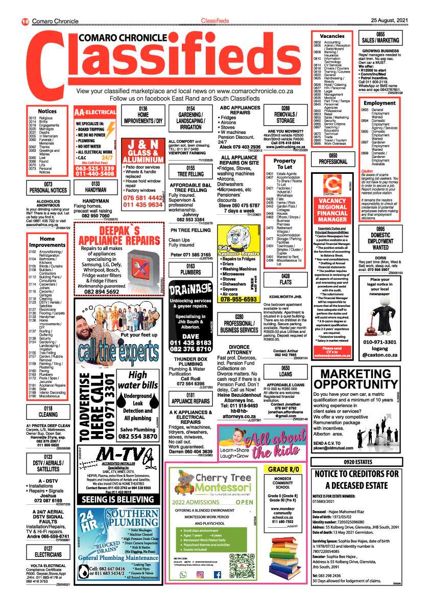 Comaro Chronicle 25 August 2021 page 20