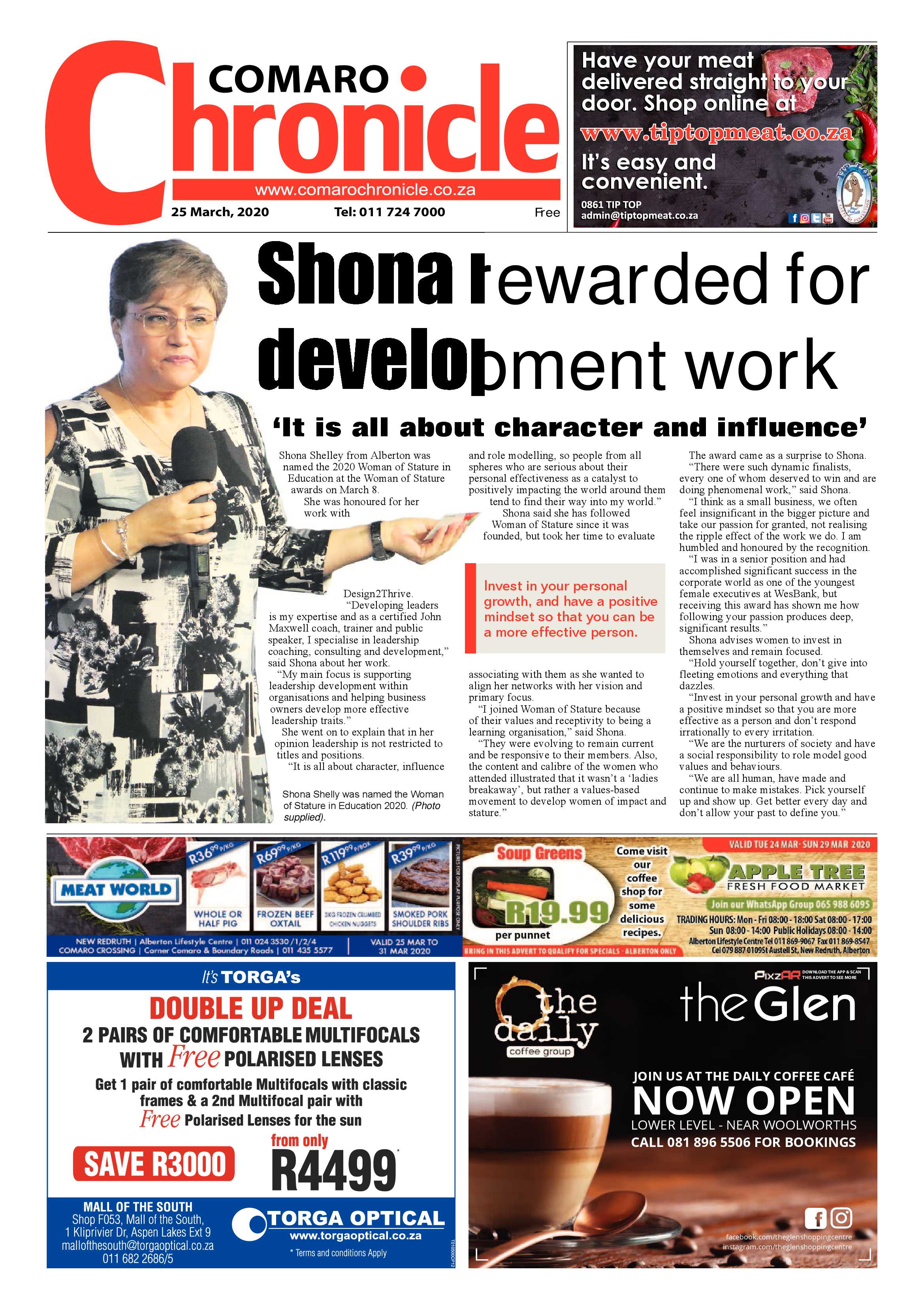 Comaro Chronicle 25 March 2020 page 1