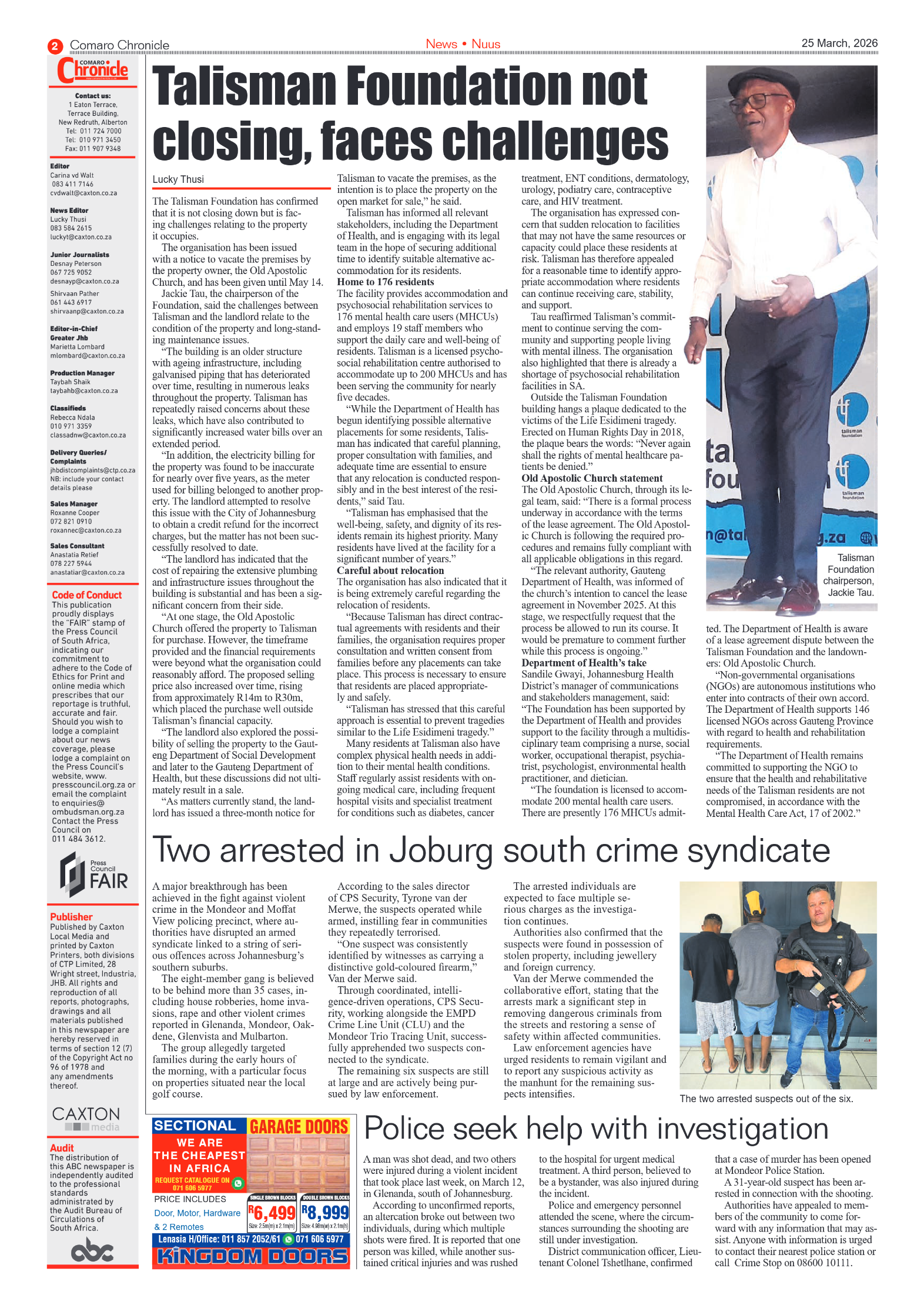 Comaro Chronicle 25 March 2026 page 2