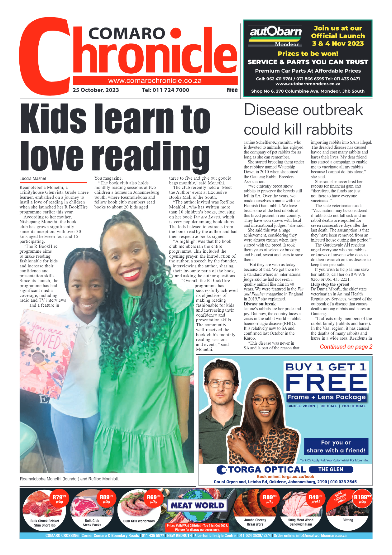 Comaro Chronicle 25 October 2023 page 1