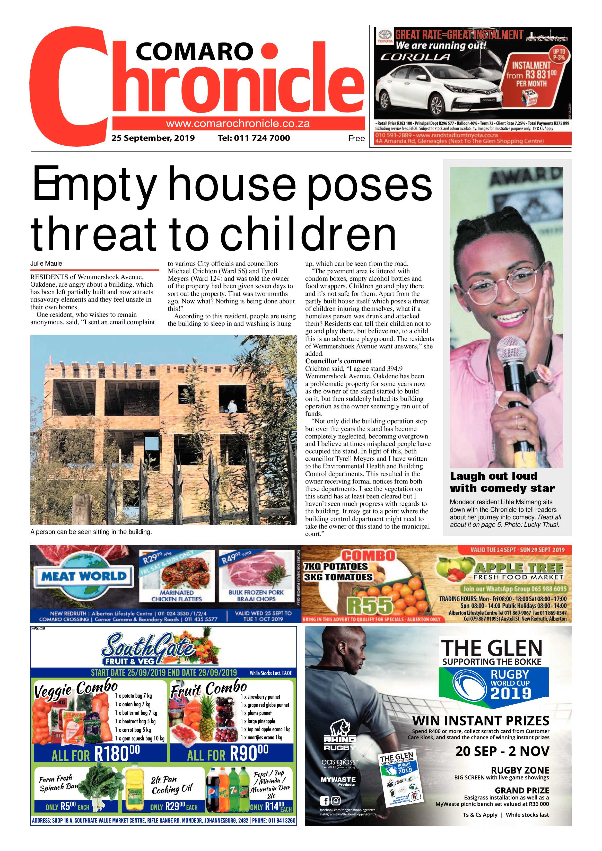 Comaro Chronicle 25 September 2019 page 1