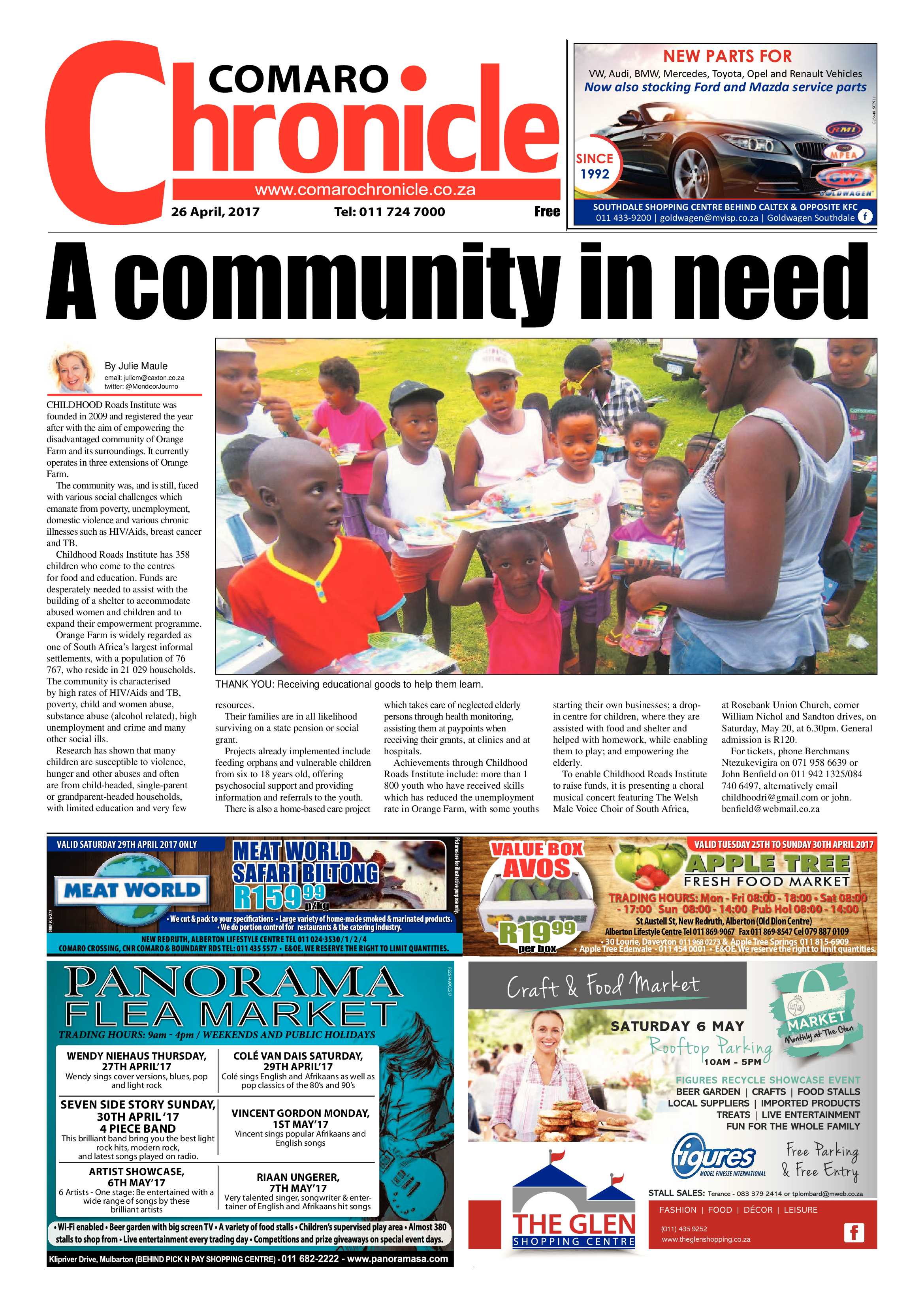 Comaro Chronicle 26 April 2017 page 1