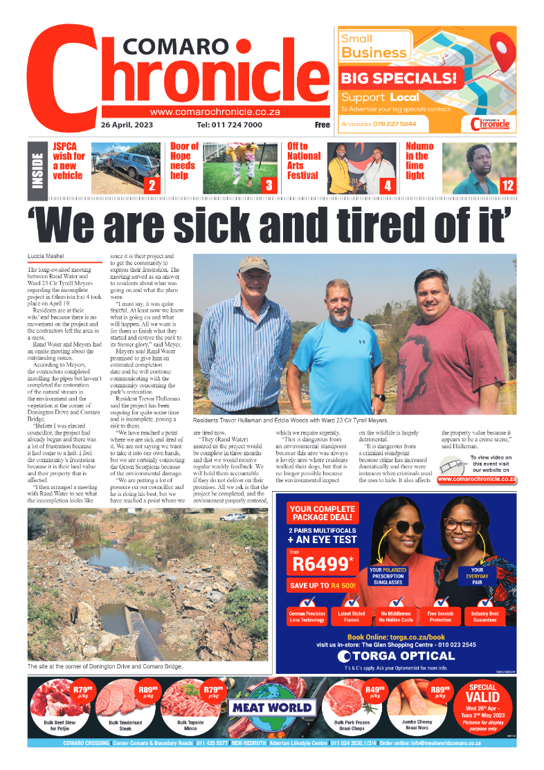 Comaro Chronicle 26 April 2023 page 1