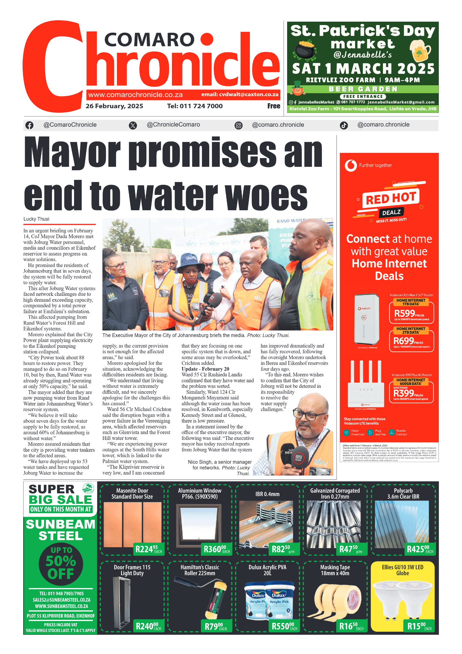 Comaro Chronicle 26 February 2025 page 1