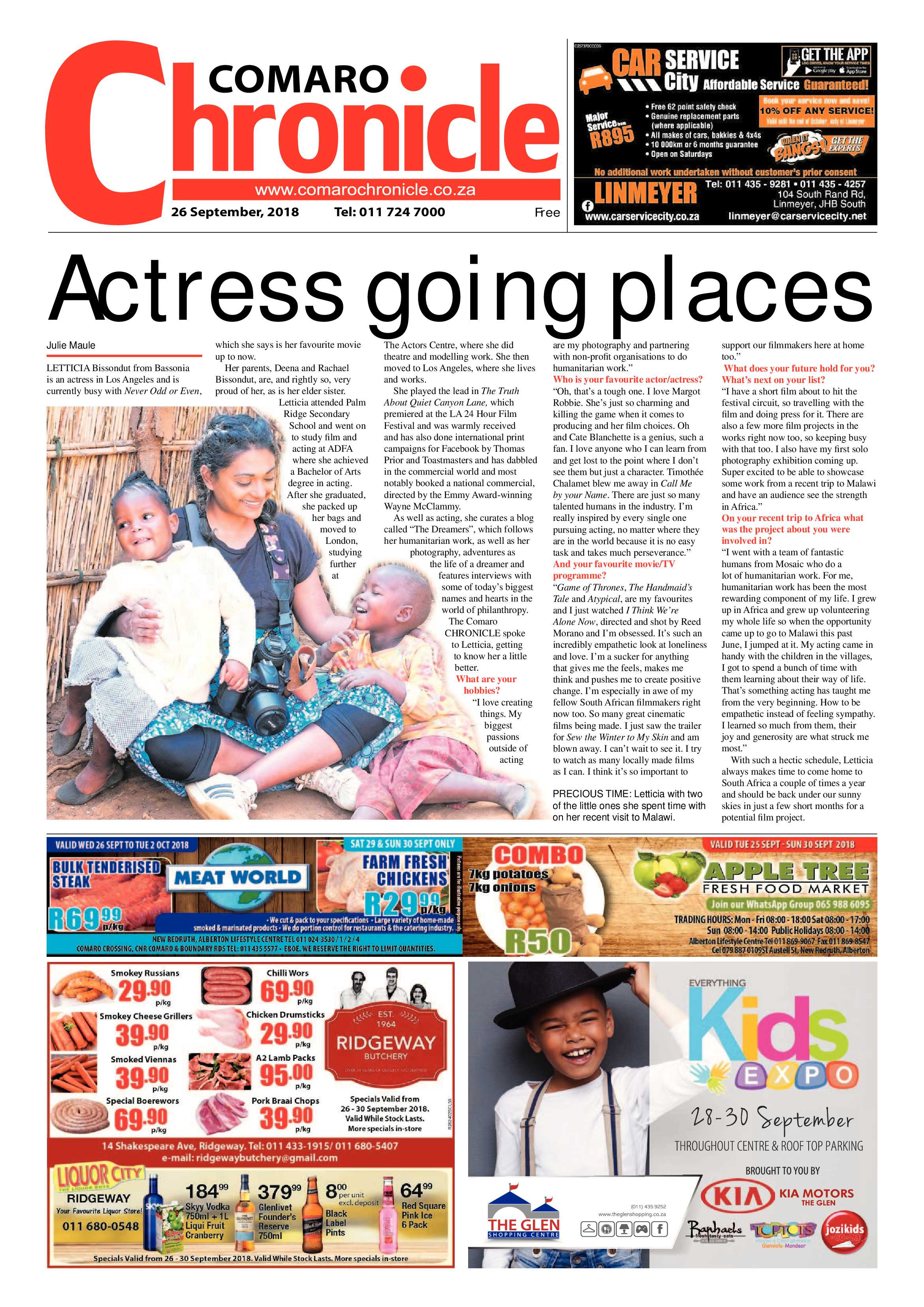 Comaro Chronicle 26 September 2018 page 1