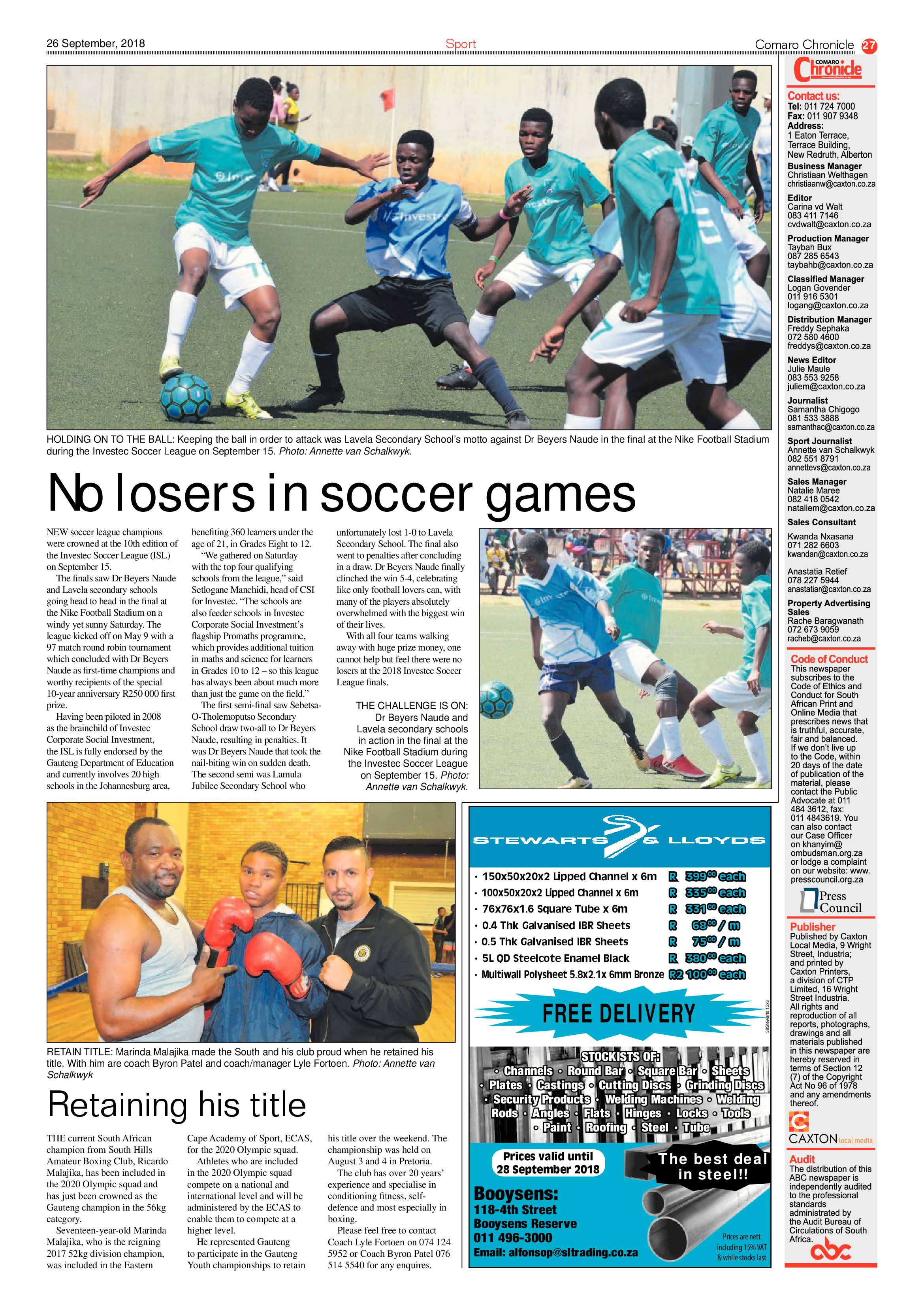 Comaro Chronicle 26 September 2018 page 27