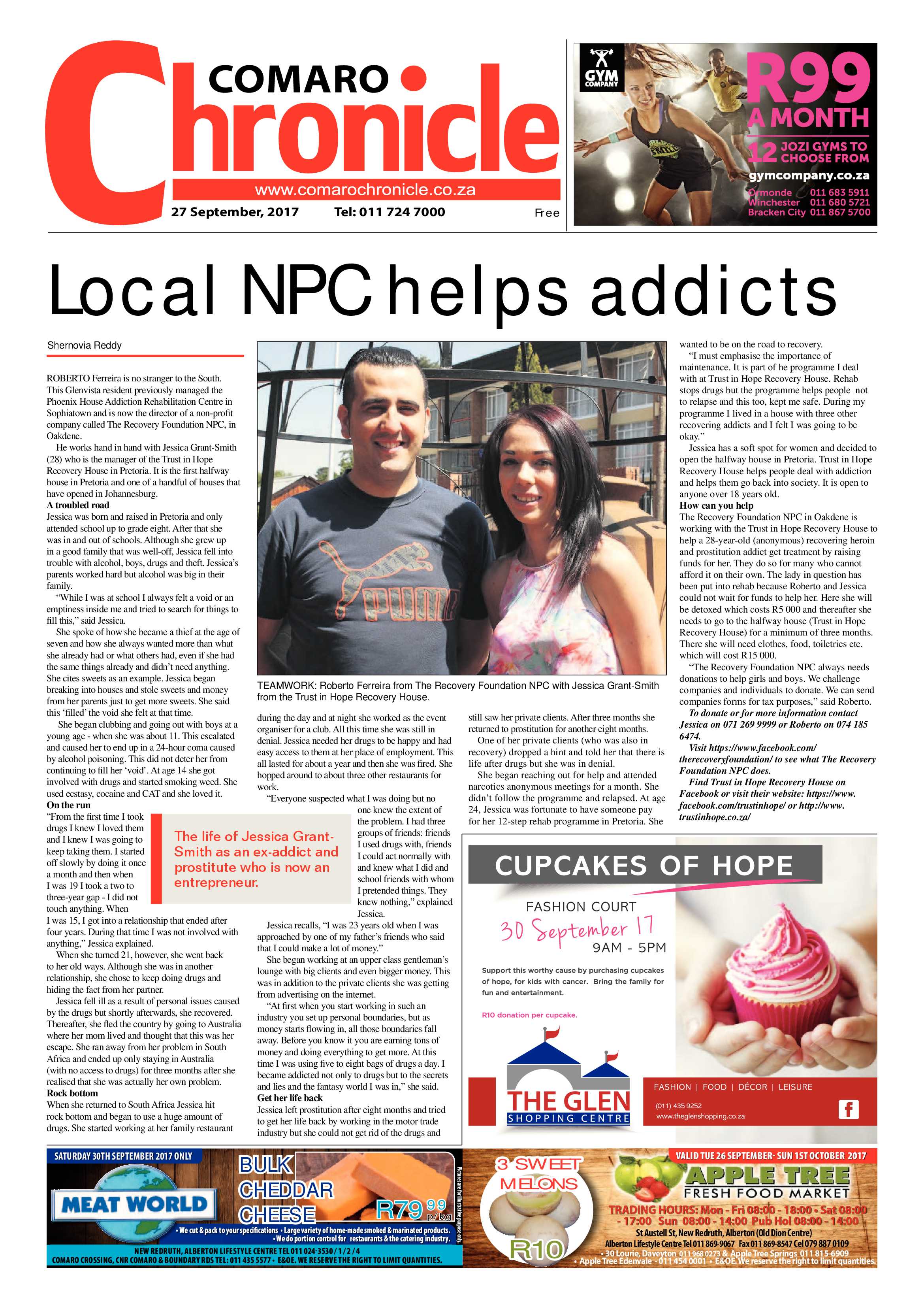 Comaro Chronicle 27 September 2017 page 1