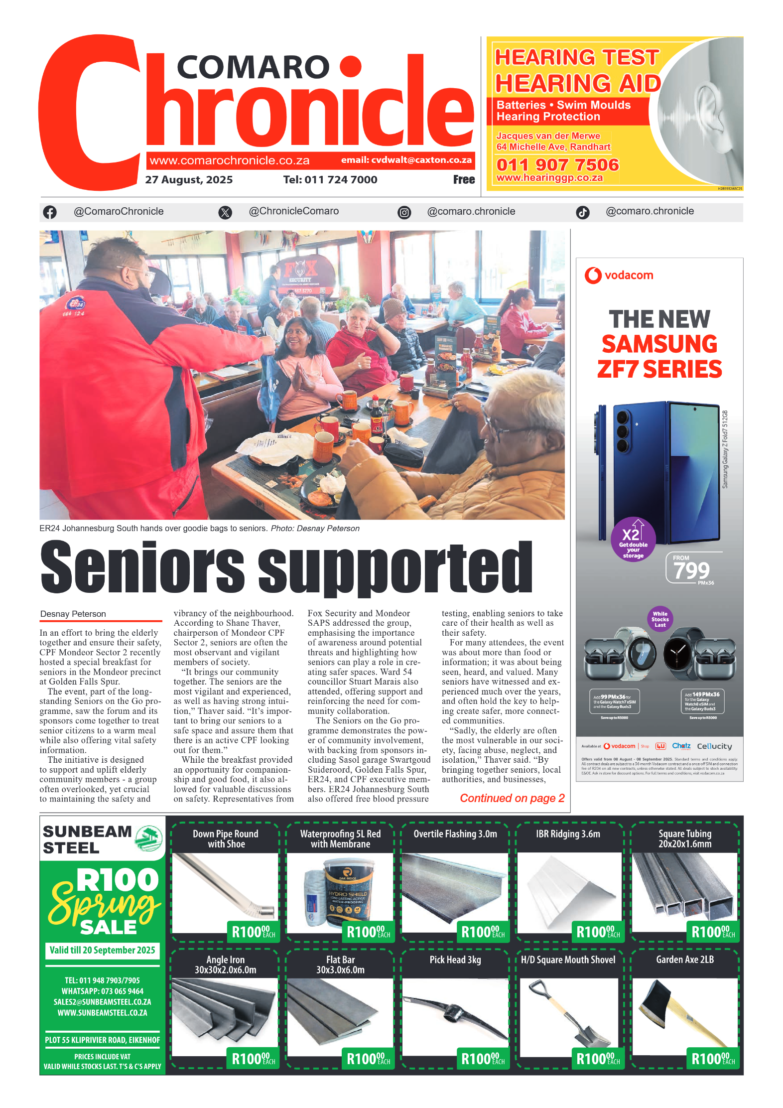 Comaro Chronicle 27 August 2025 page 1