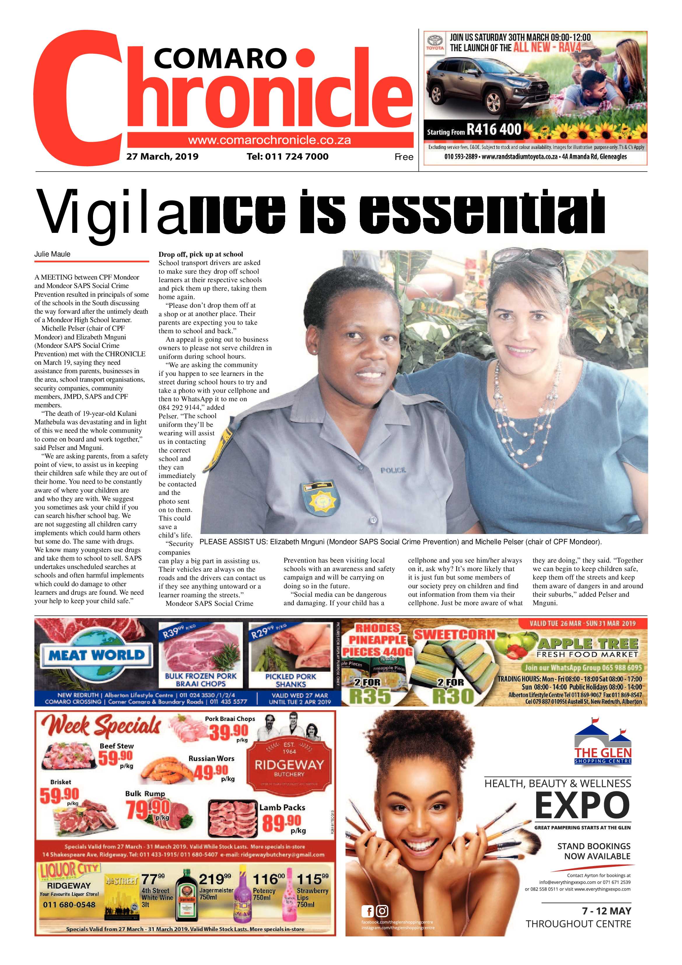Comaro Chronicle 27 March 2019 page 1