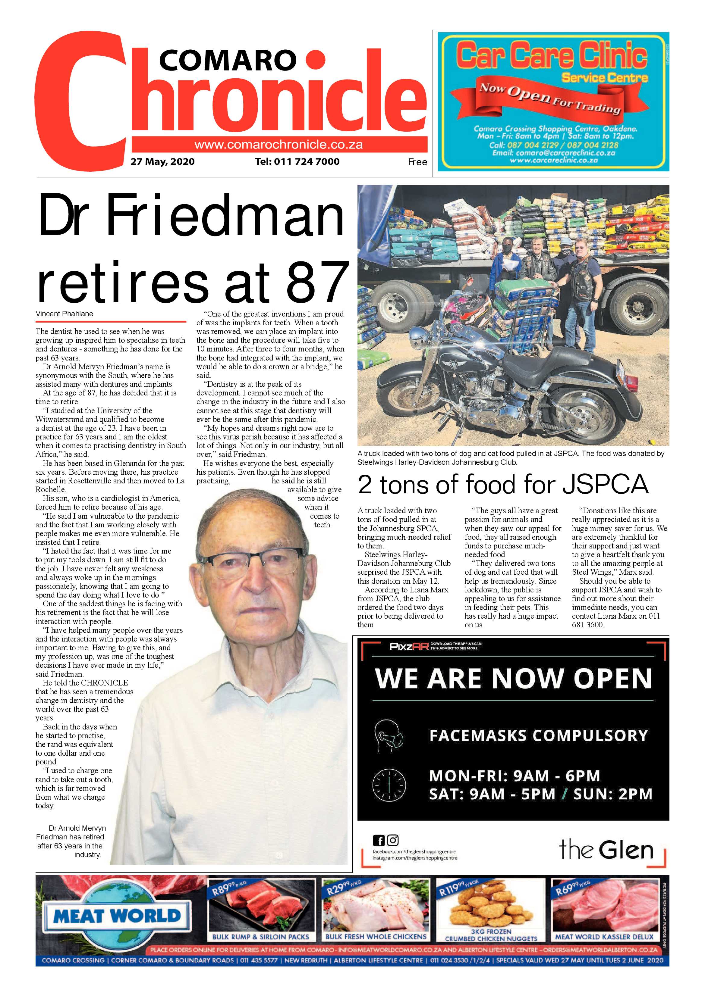 Comaro Chronicle 27 May 2020 page 1
