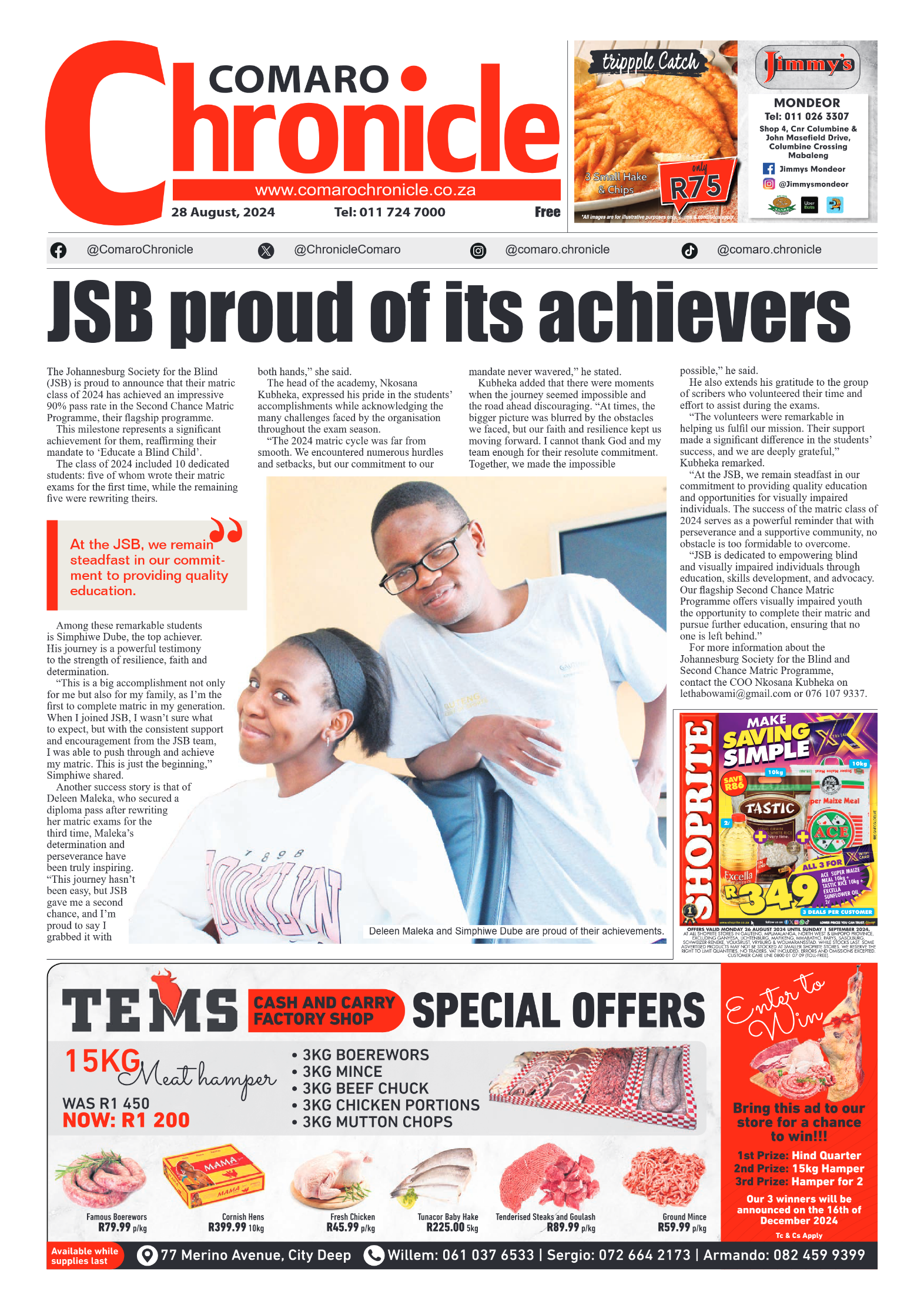 Comaro Chronicle 28 August 2024 page 1
