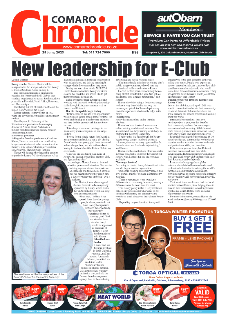 Comaro Chronicle 28 June 2023 page 1