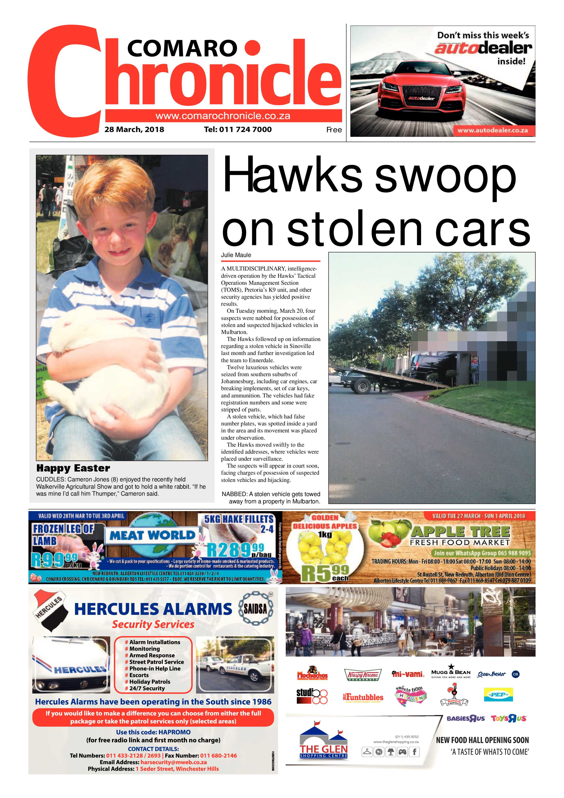 Comaro Chronicle 28 March 2018 page 1