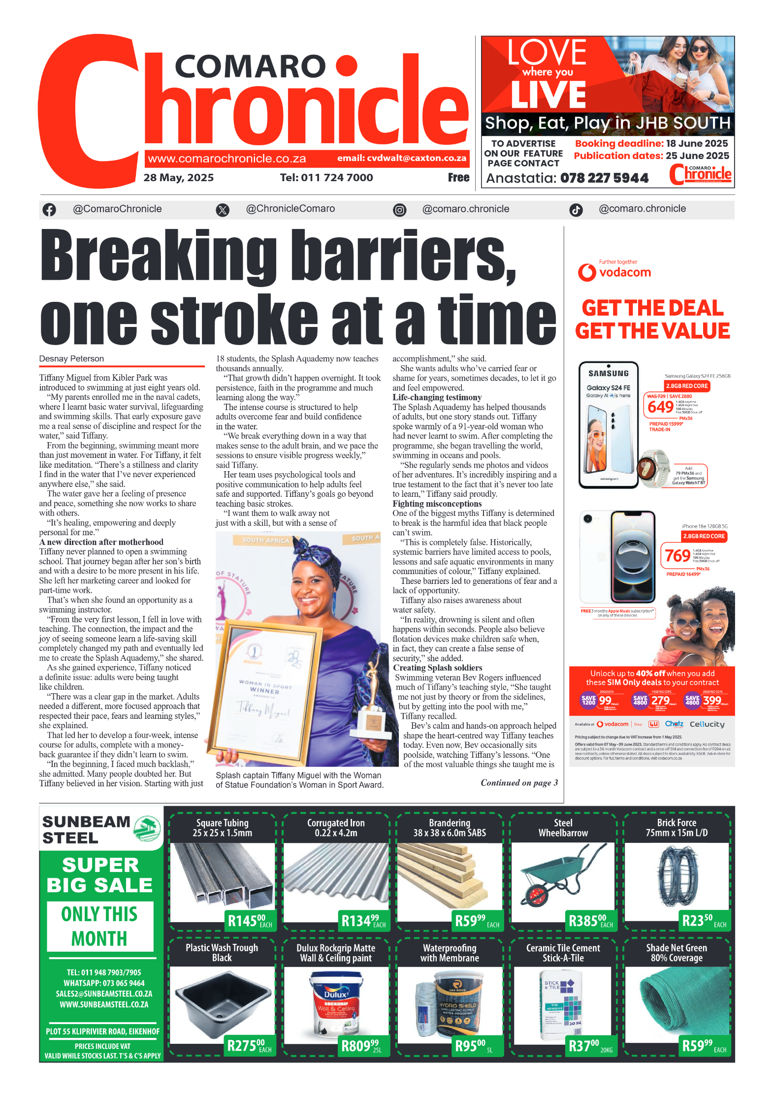 Comaro Chronicle 28 May 2025 page 1