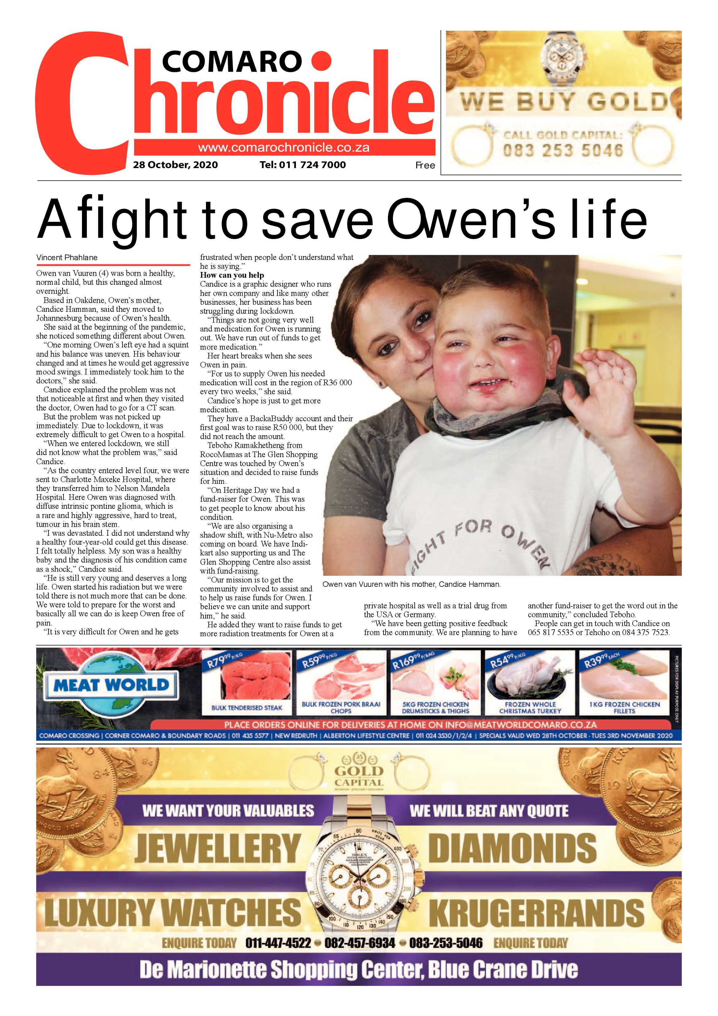 Comaro Chronicle 28 October 2020 page 1