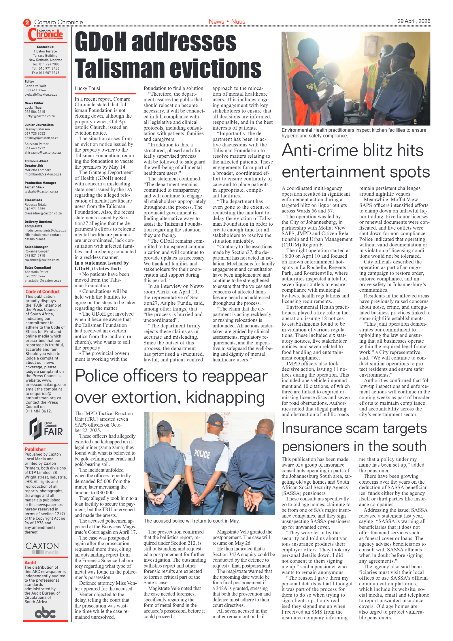 Comaro Chronicle 29 April 2026 page 2