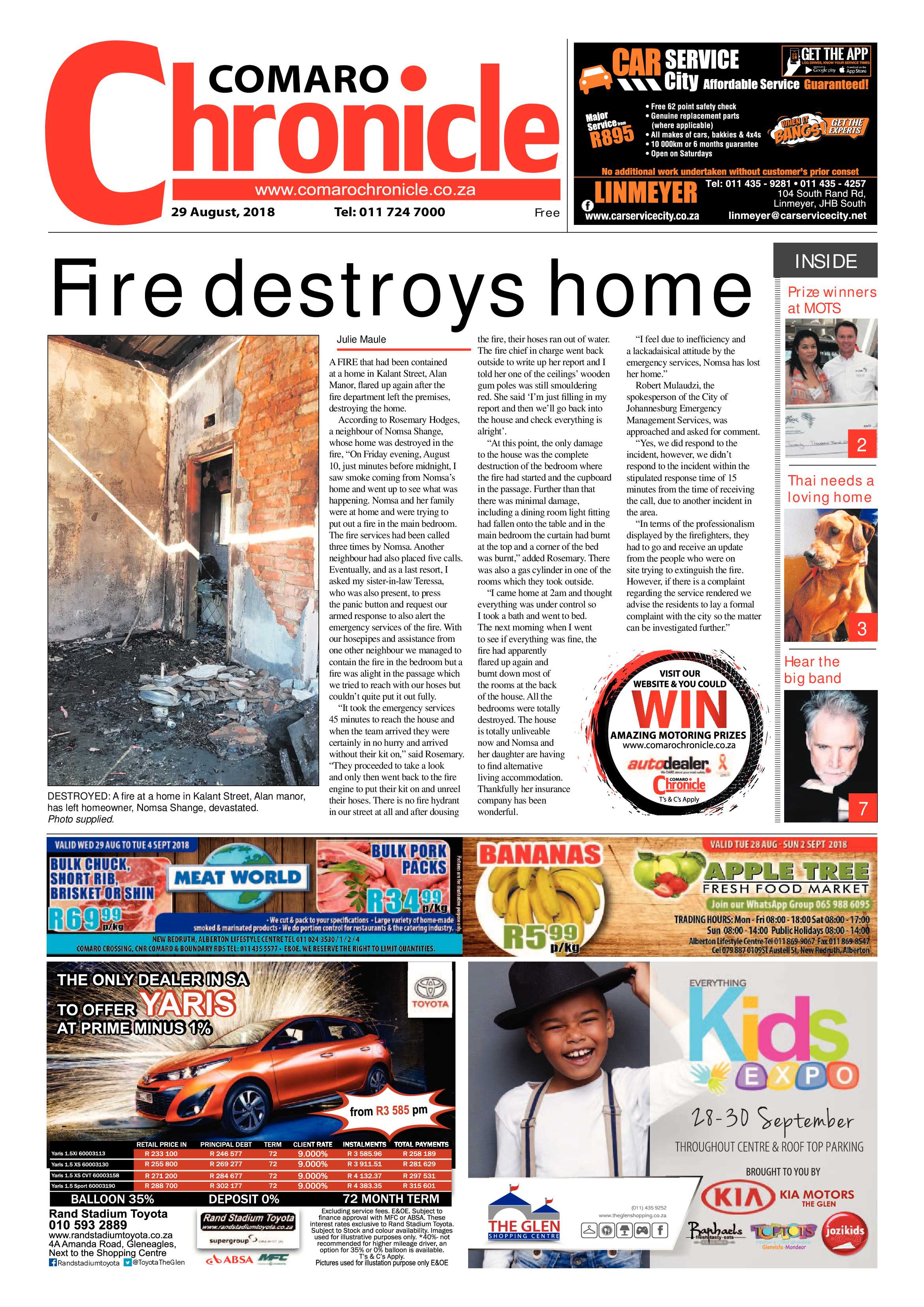 Comaro Chronicle 29 August 2018 page 1