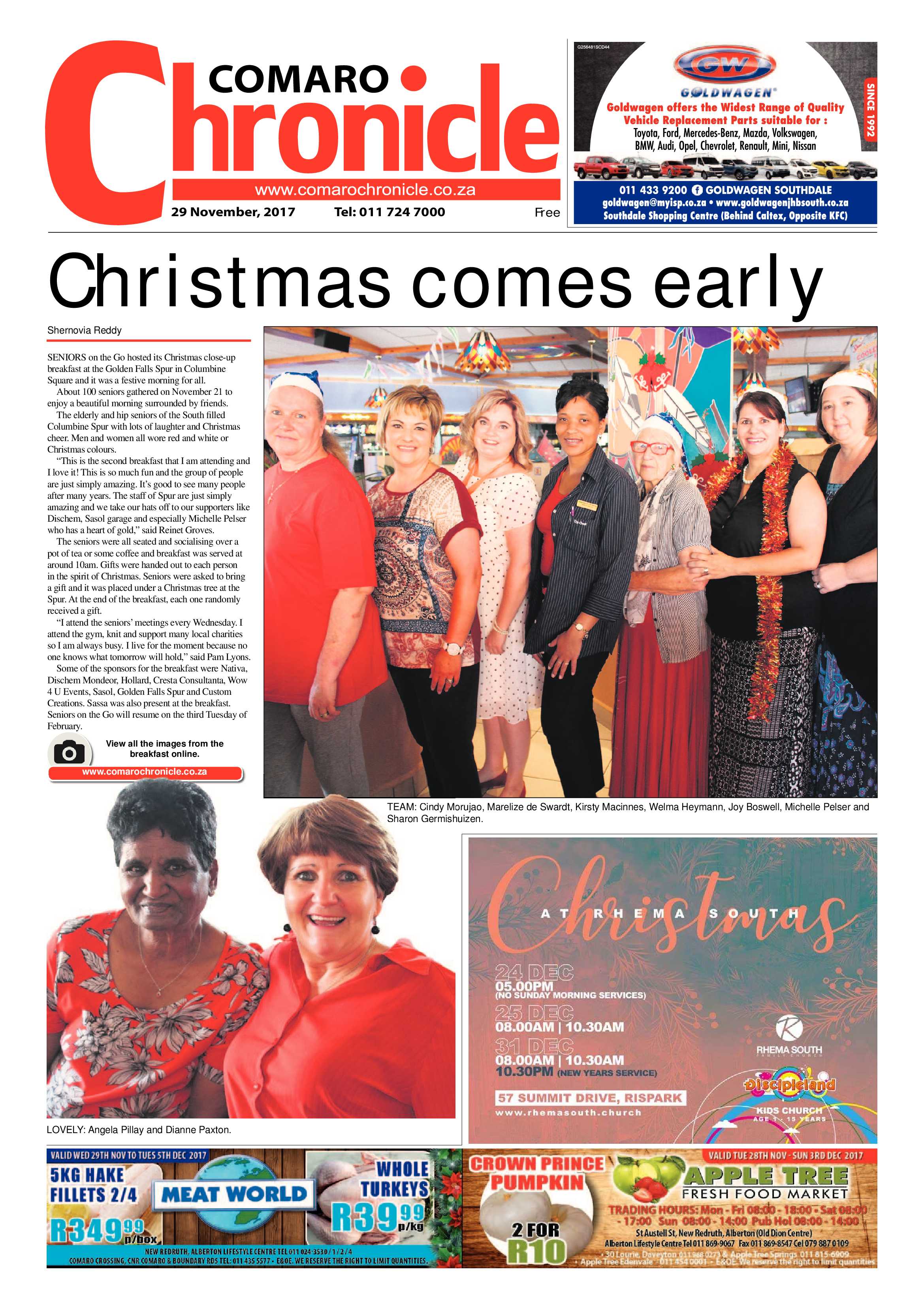 Comaro Chronicle 29 November 2017 page 1